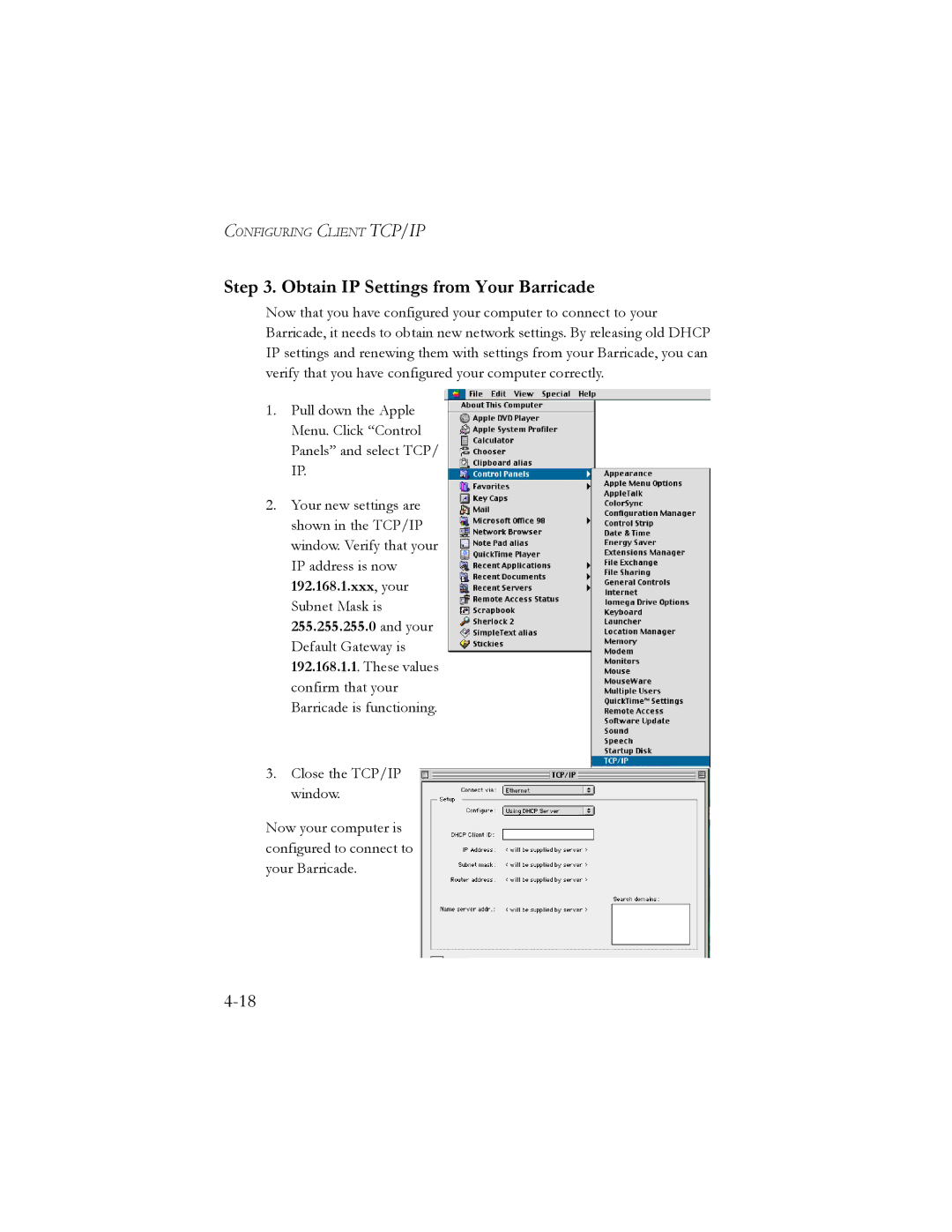 SMC Networks SMC7401BRA manual Obtain IP Settings from Your Barricade 