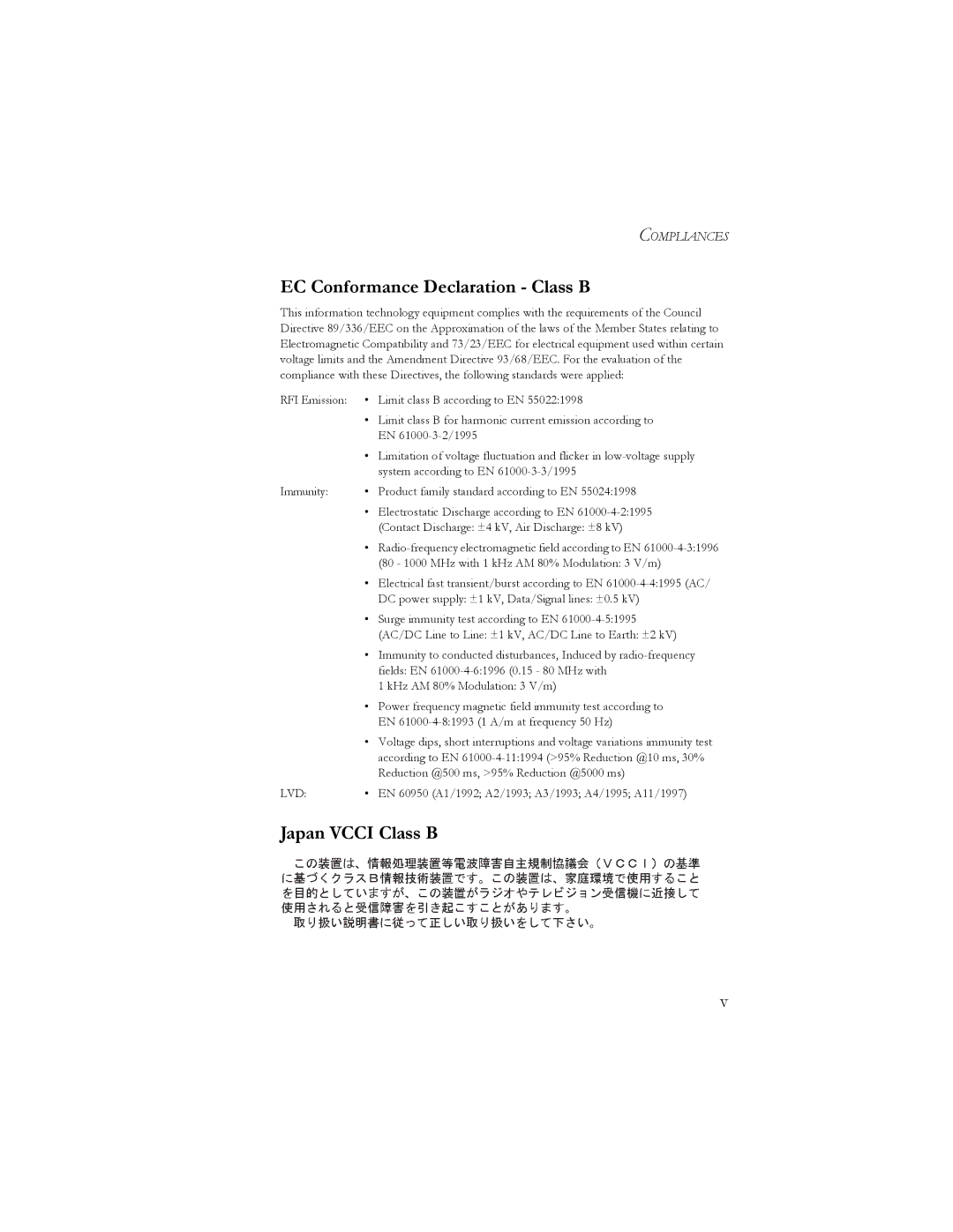 SMC Networks SMC7401BRA manual EC Conformance Declaration Class B, Japan Vcci Class B 