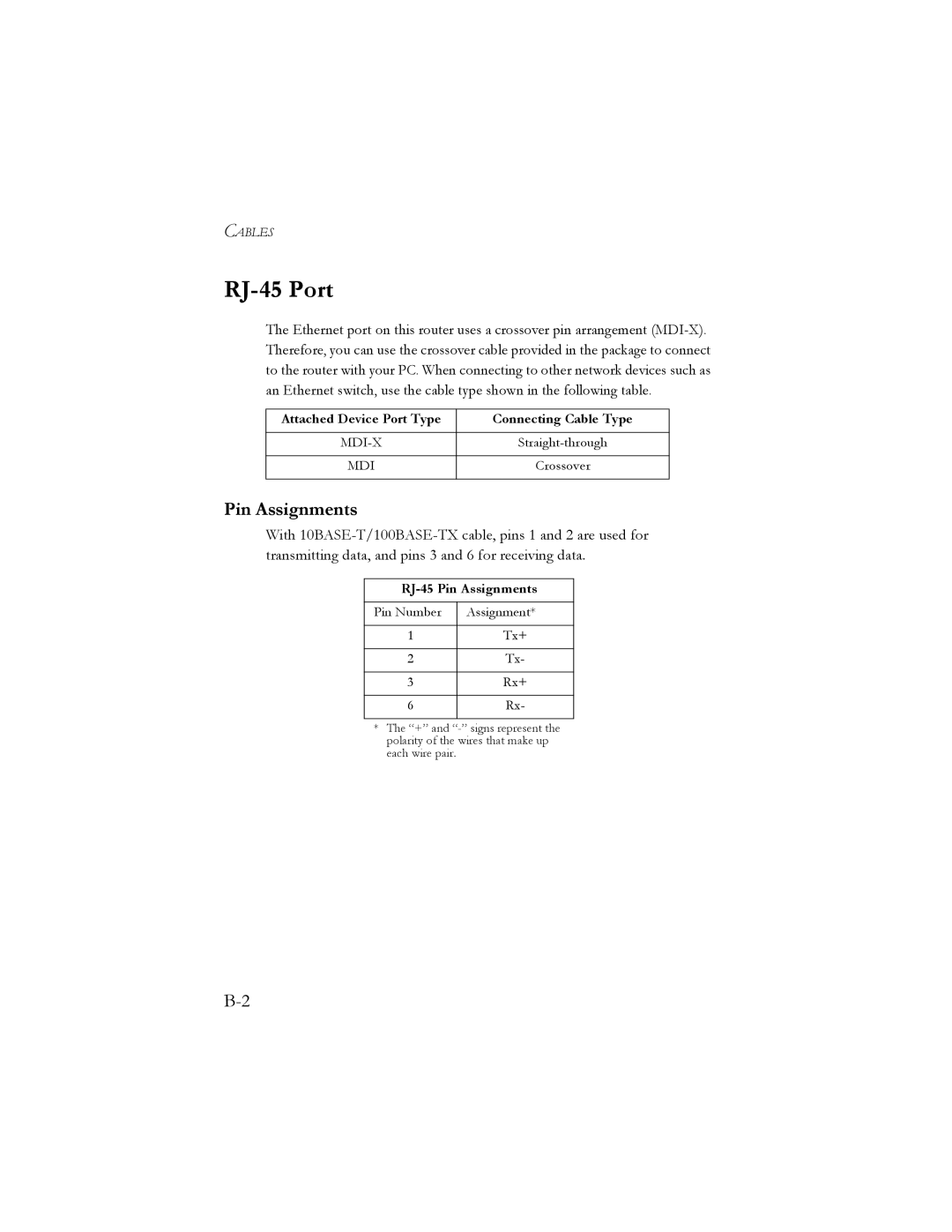 SMC Networks SMC7401BRA manual RJ-45 Port, Pin Assignments 