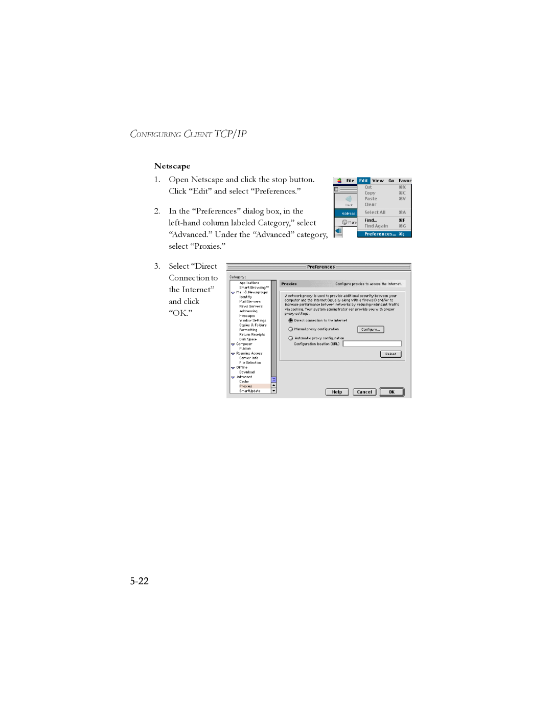 SMC Networks SMC7404BRA EU manual 5-22, Select “Direct Connection to the Internet” and click “OK.” 