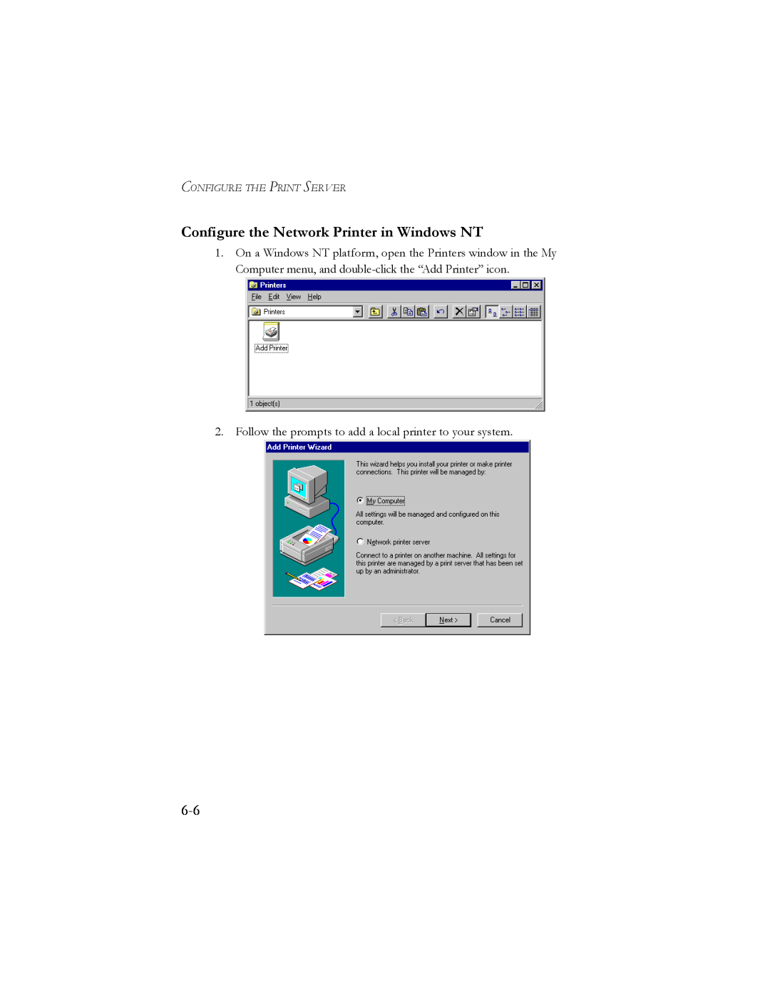 SMC Networks SMC7404BRA EU manual Configure the Network Printer in Windows NT, Configure The Print Server 