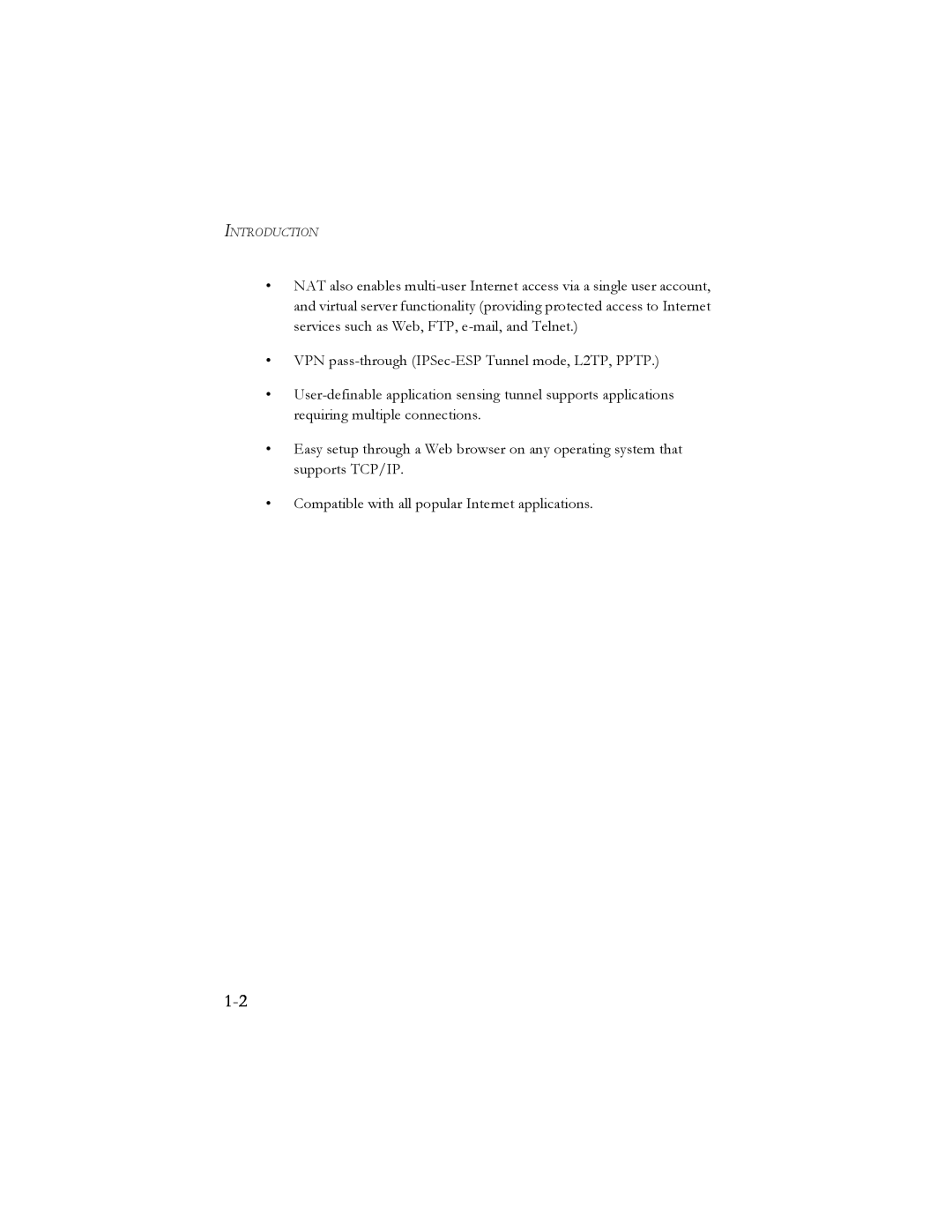 SMC Networks SMC7404BRA EU manual VPN pass-through IPSec-ESP Tunnel mode, L2TP, PPTP 