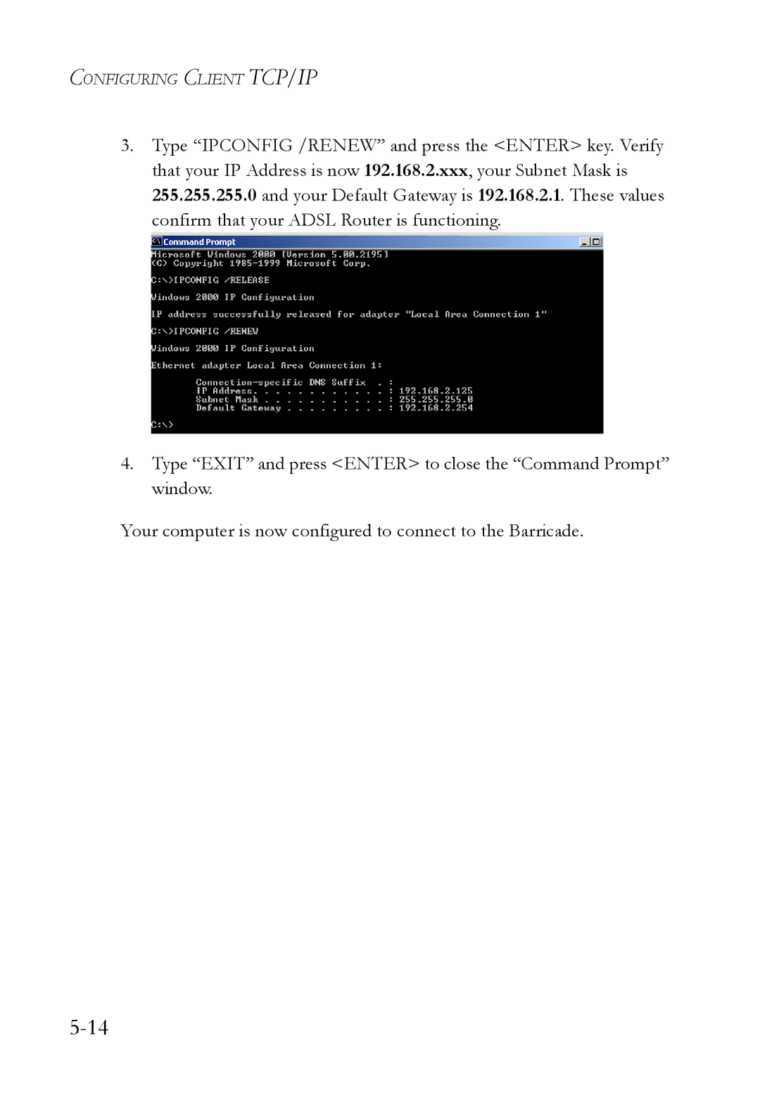 SMC Networks SMC7404WBRA manual Configuring Client TCP/IP 