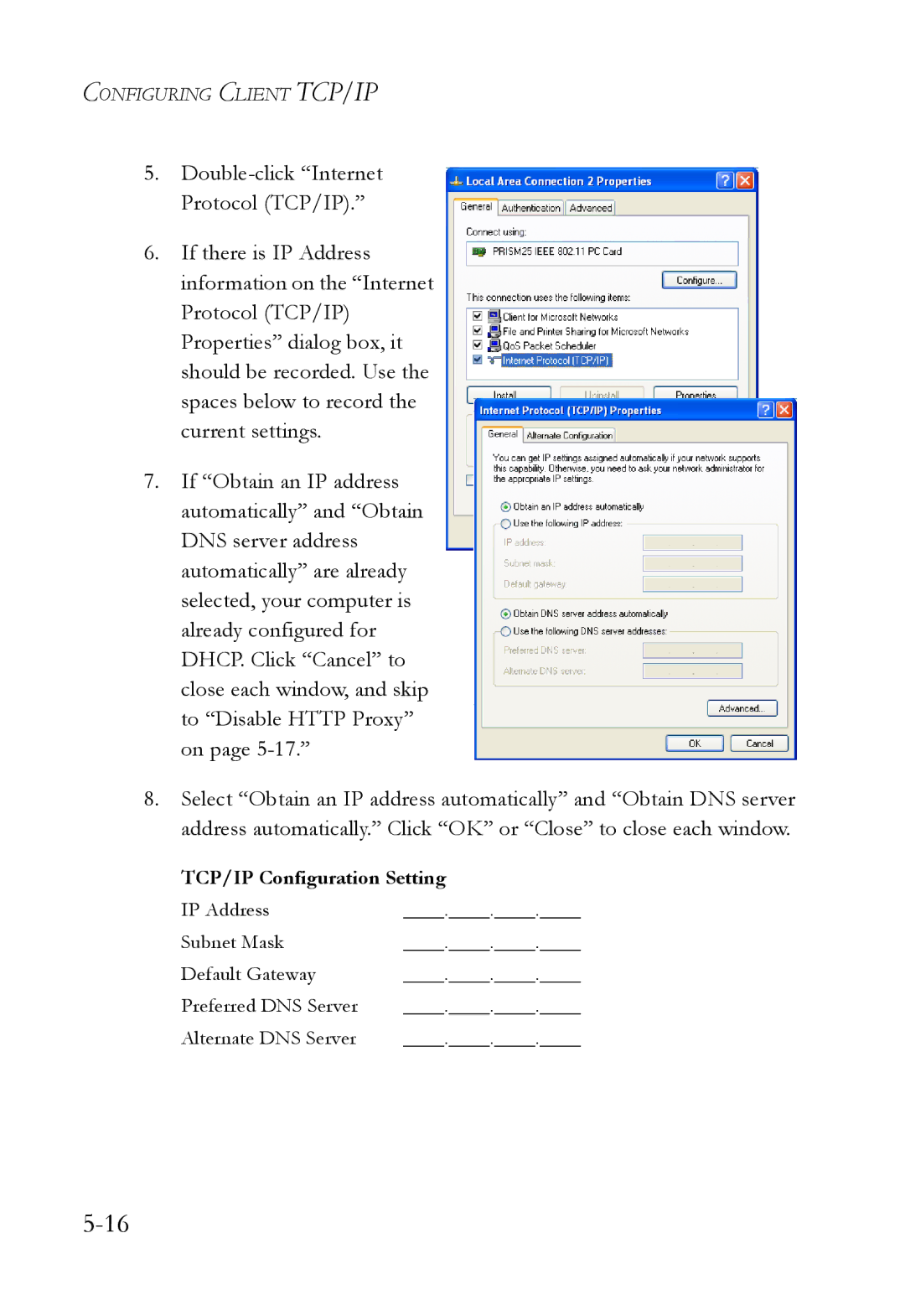 SMC Networks SMC7404WBRA manual TCP/IP Configuration Setting 