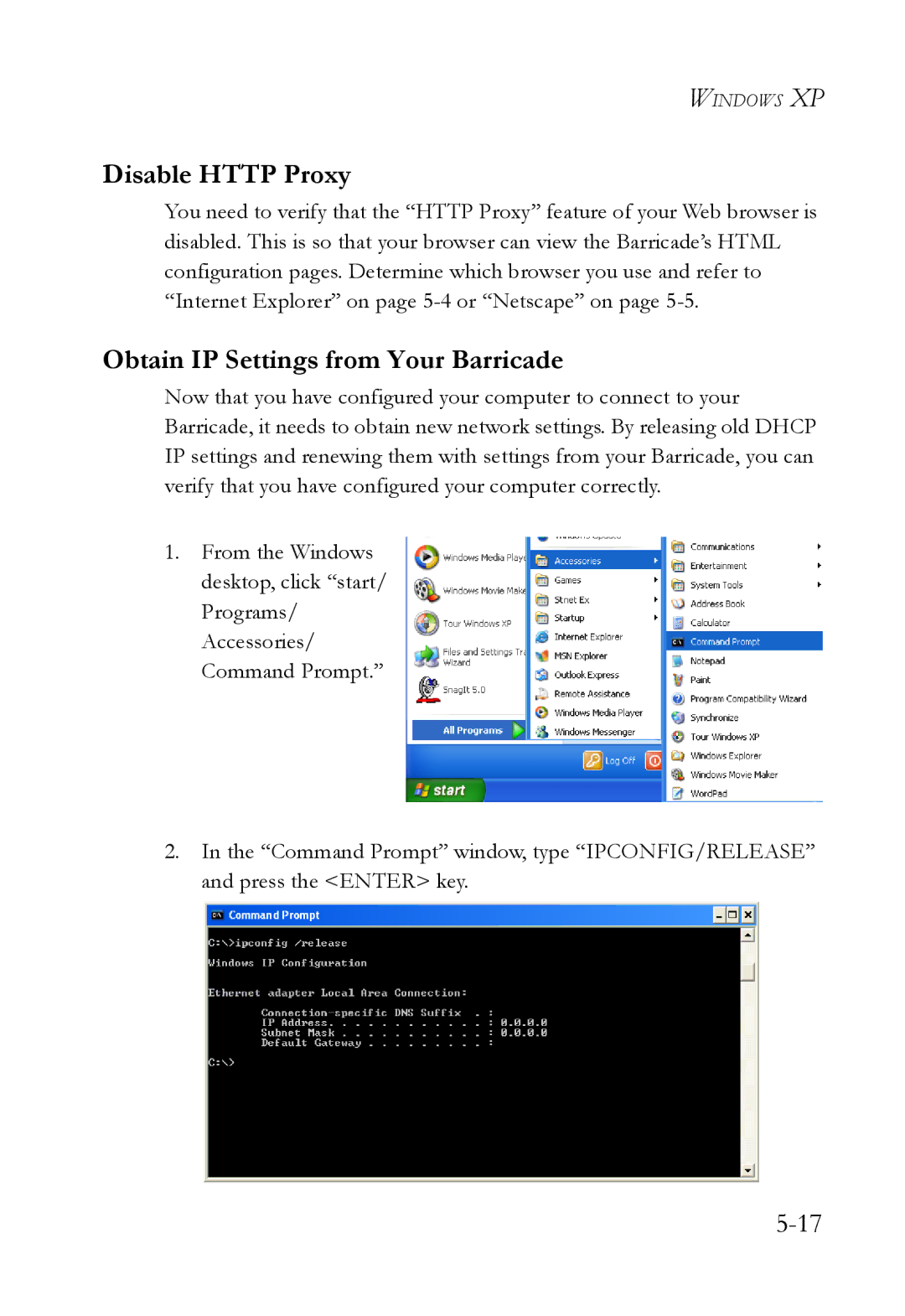 SMC Networks SMC7404WBRA manual Disable Http Proxy 