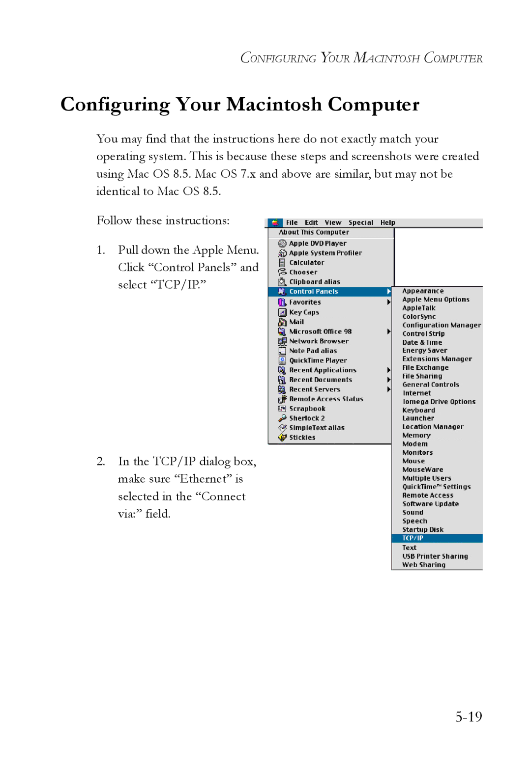 SMC Networks SMC7404WBRA manual Configuring Your Macintosh Computer 