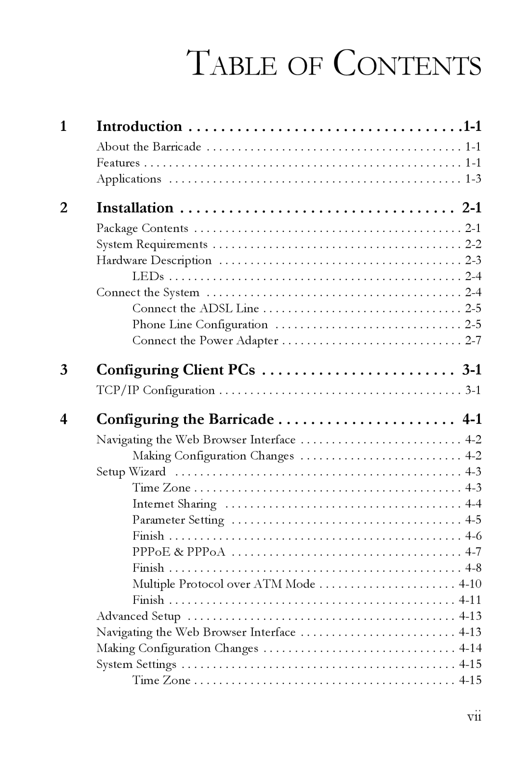 SMC Networks SMC7404WBRA manual Table of Contents 