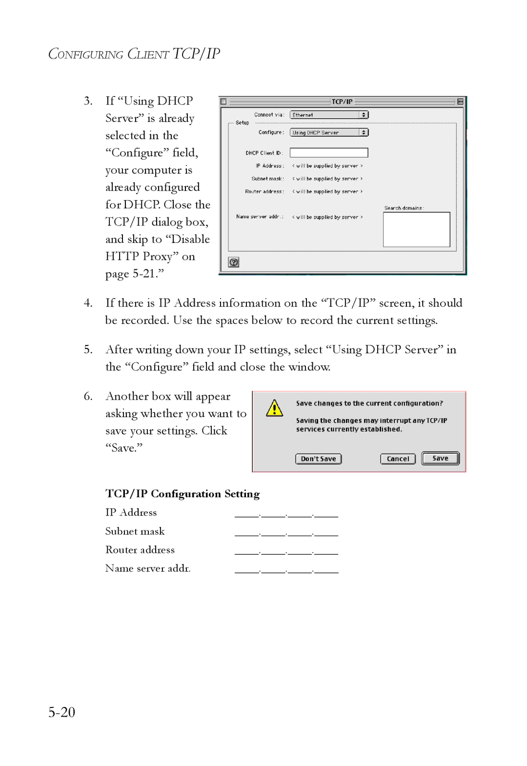 SMC Networks SMC7404WBRA manual IP Address Subnet mask Router address Name server addr 