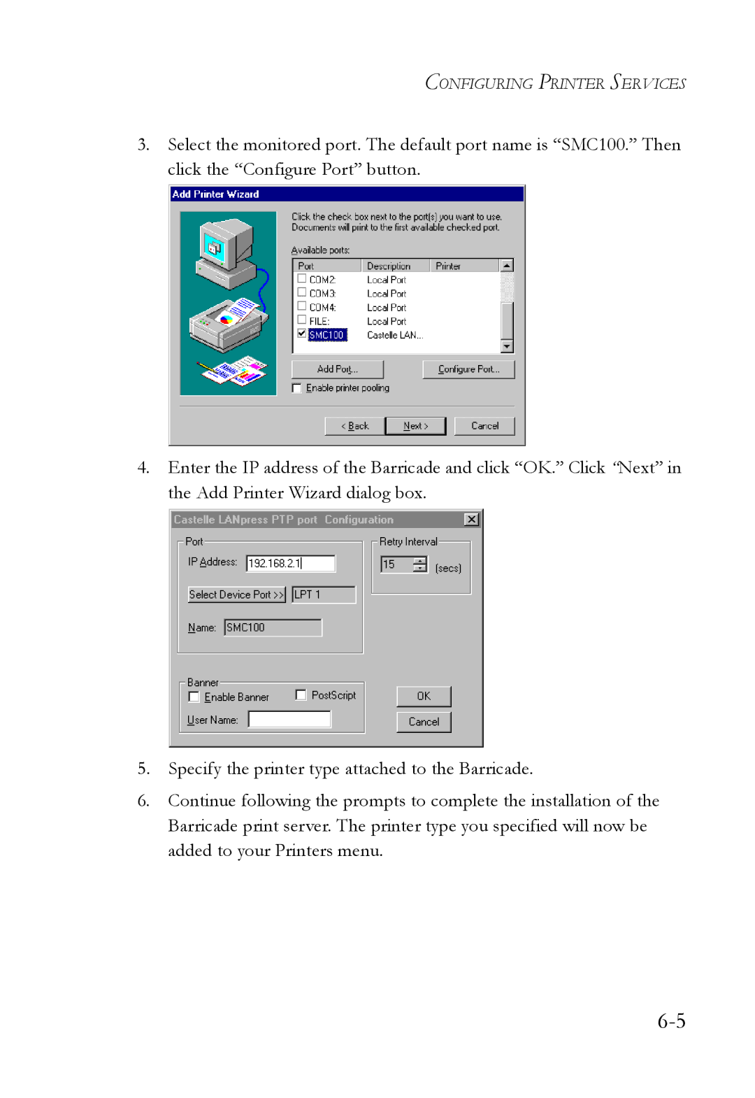 SMC Networks SMC7404WBRA manual Configuring Printer Services 