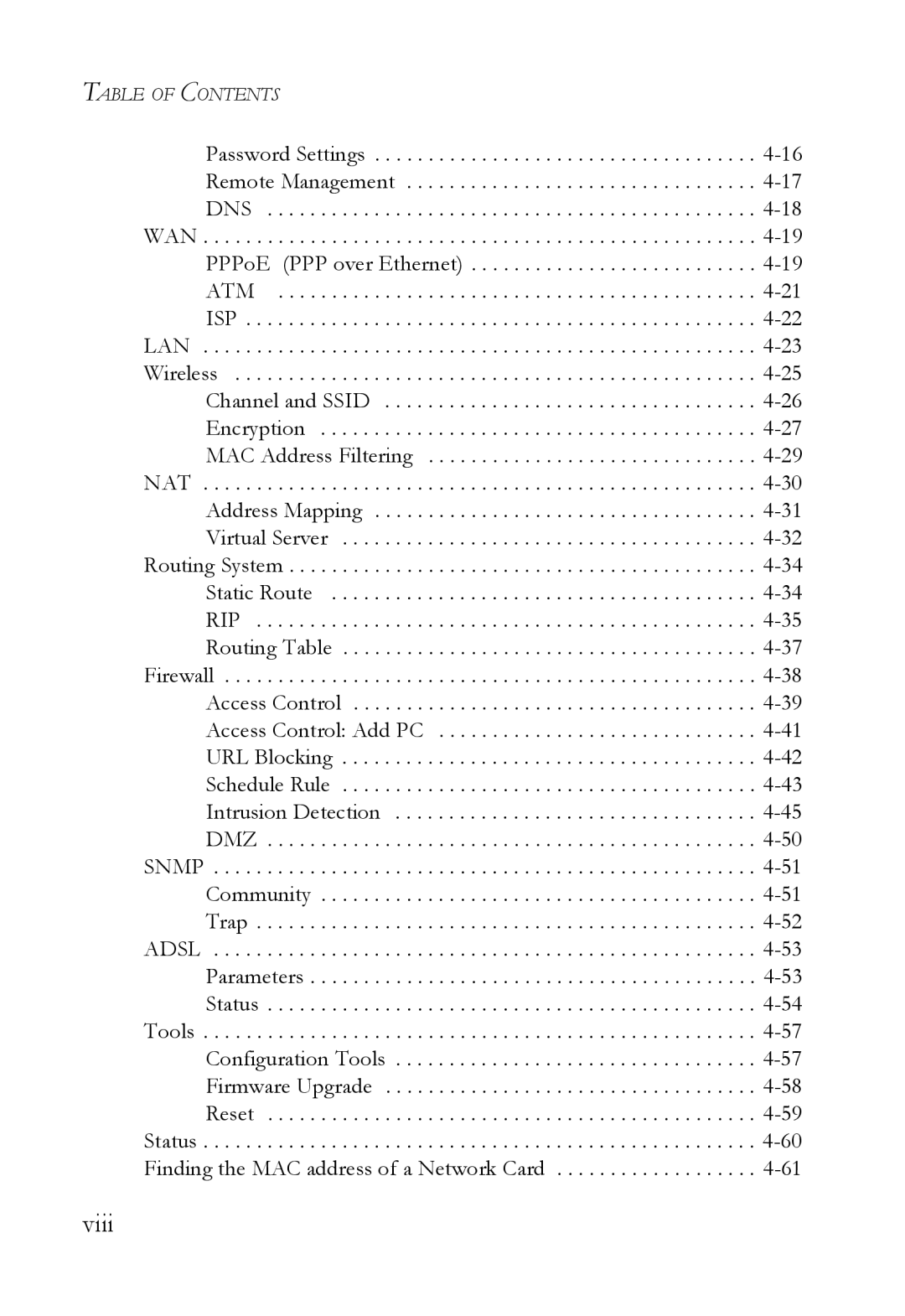 SMC Networks SMC7404WBRA manual Viii 