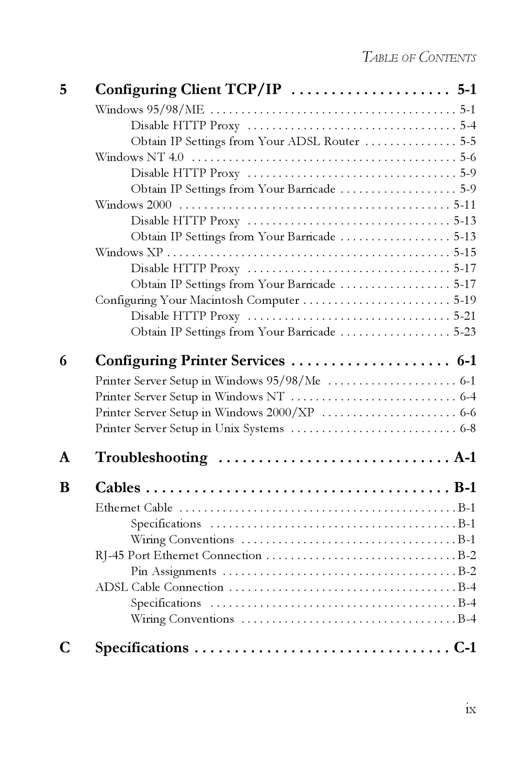 SMC Networks SMC7404WBRA manual Configuring Client TCP/IP, Configuring Printer Services 