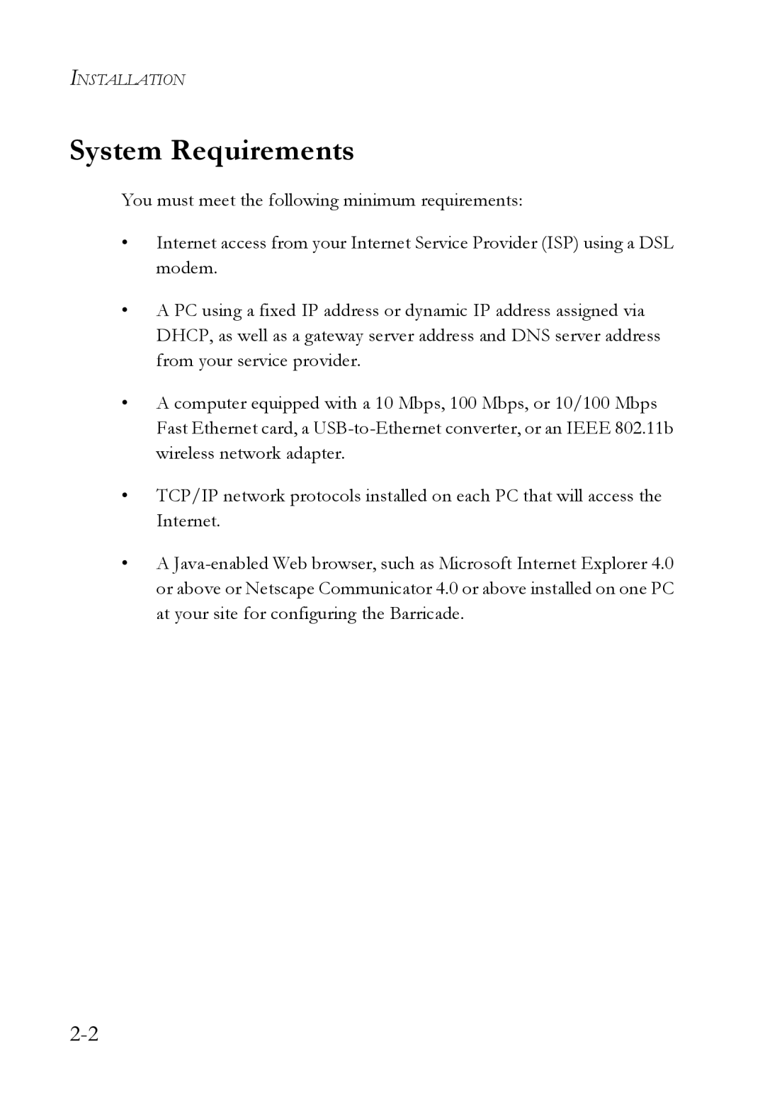 SMC Networks SMC7404WBRA manual System Requirements 