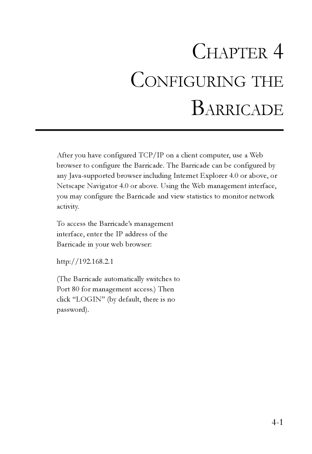 SMC Networks SMC7404WBRA manual Chapter Configuring Barricade 