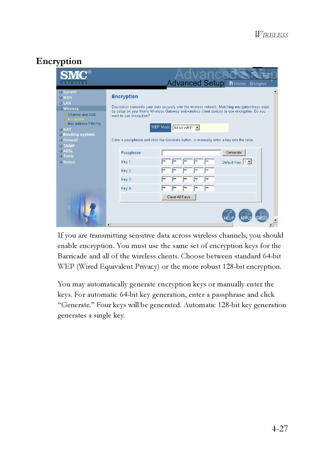 SMC Networks SMC7404WBRA manual Encryption 