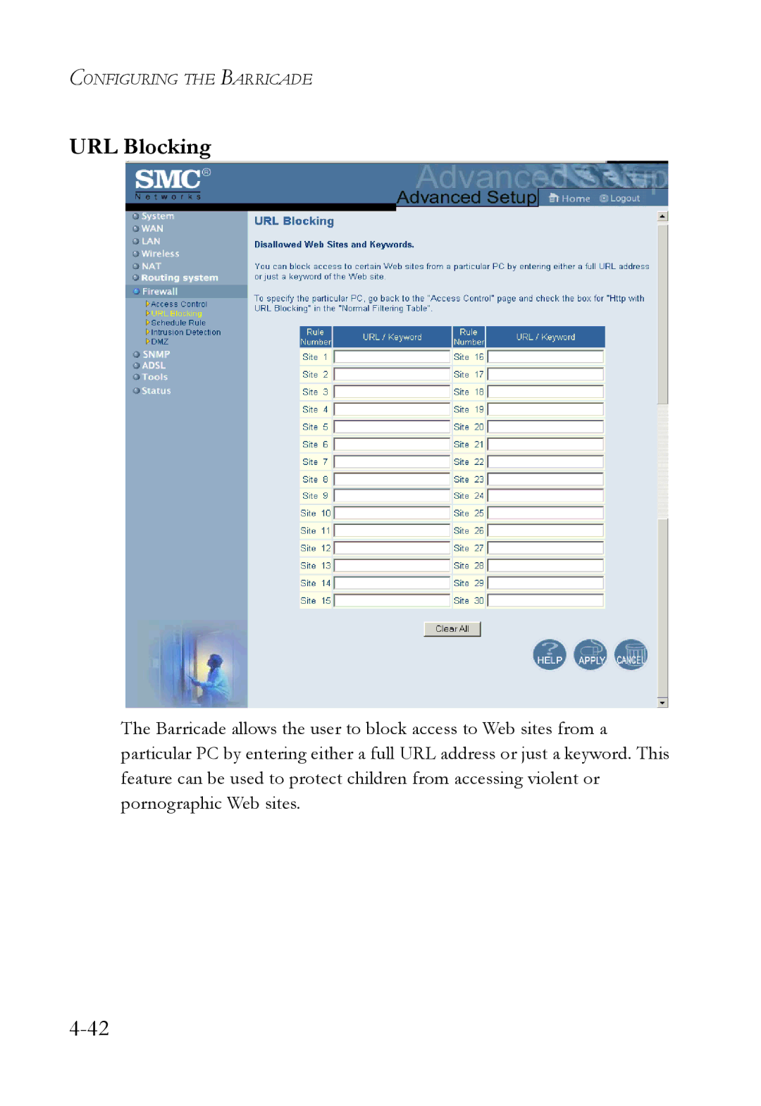 SMC Networks SMC7404WBRA manual URL Blocking 