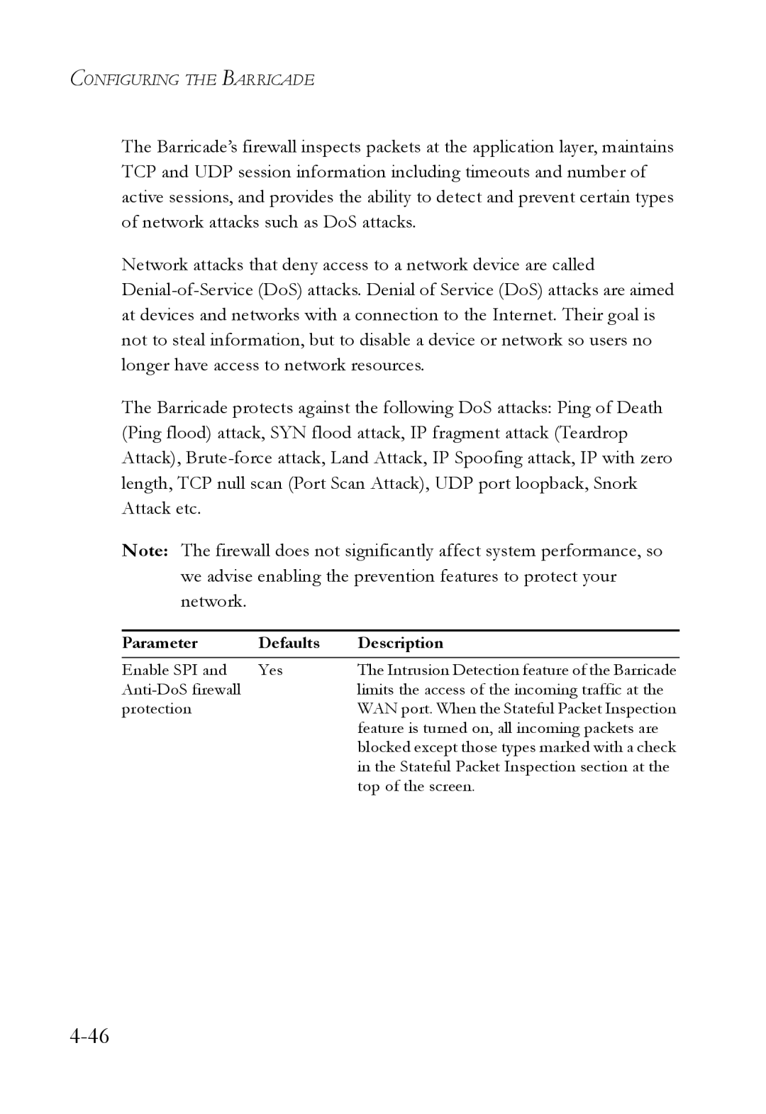 SMC Networks SMC7404WBRA manual Parameter Defaults Description 