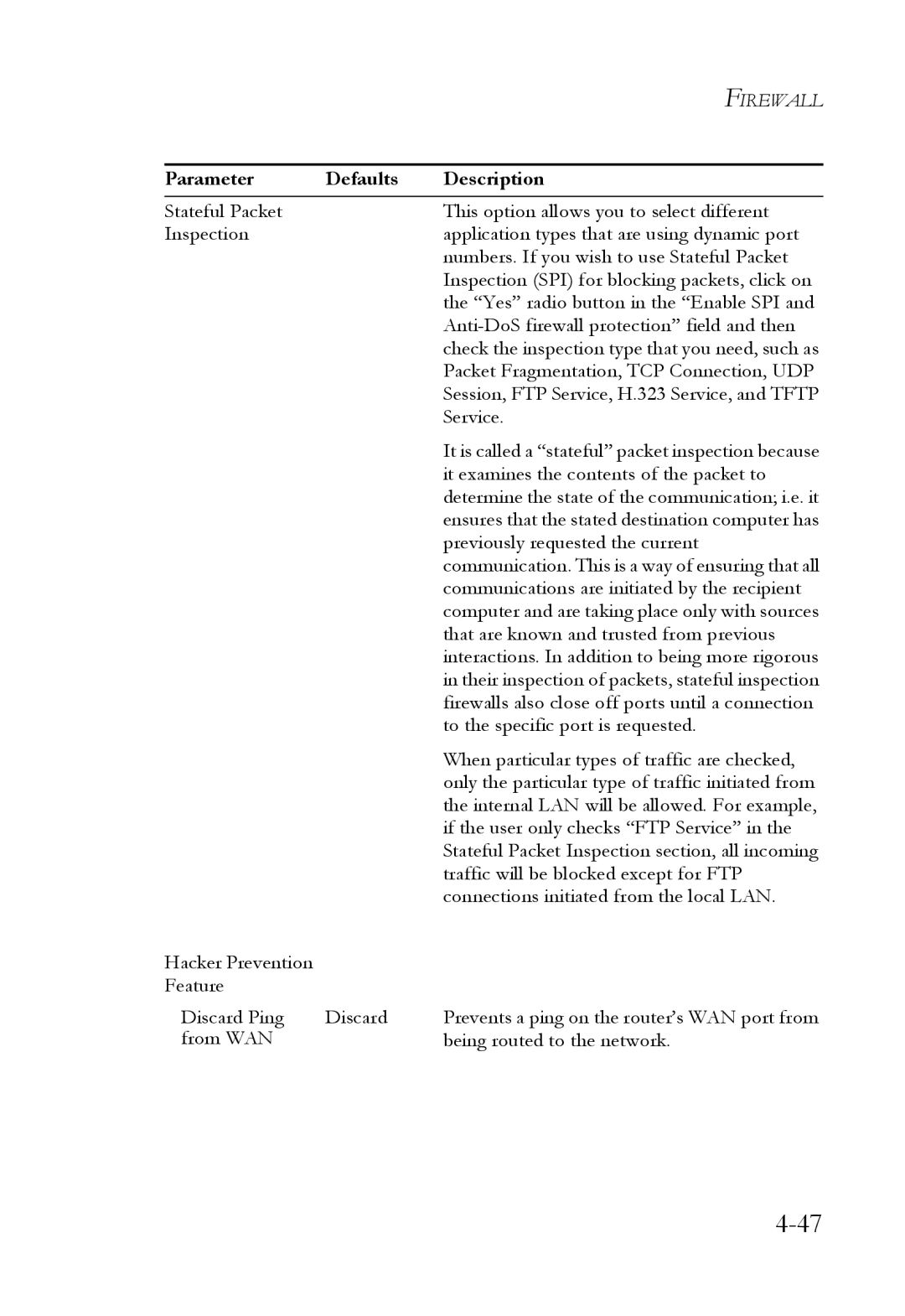 SMC Networks SMC7404WBRA manual Packet Fragmentation, TCP Connection, UDP 