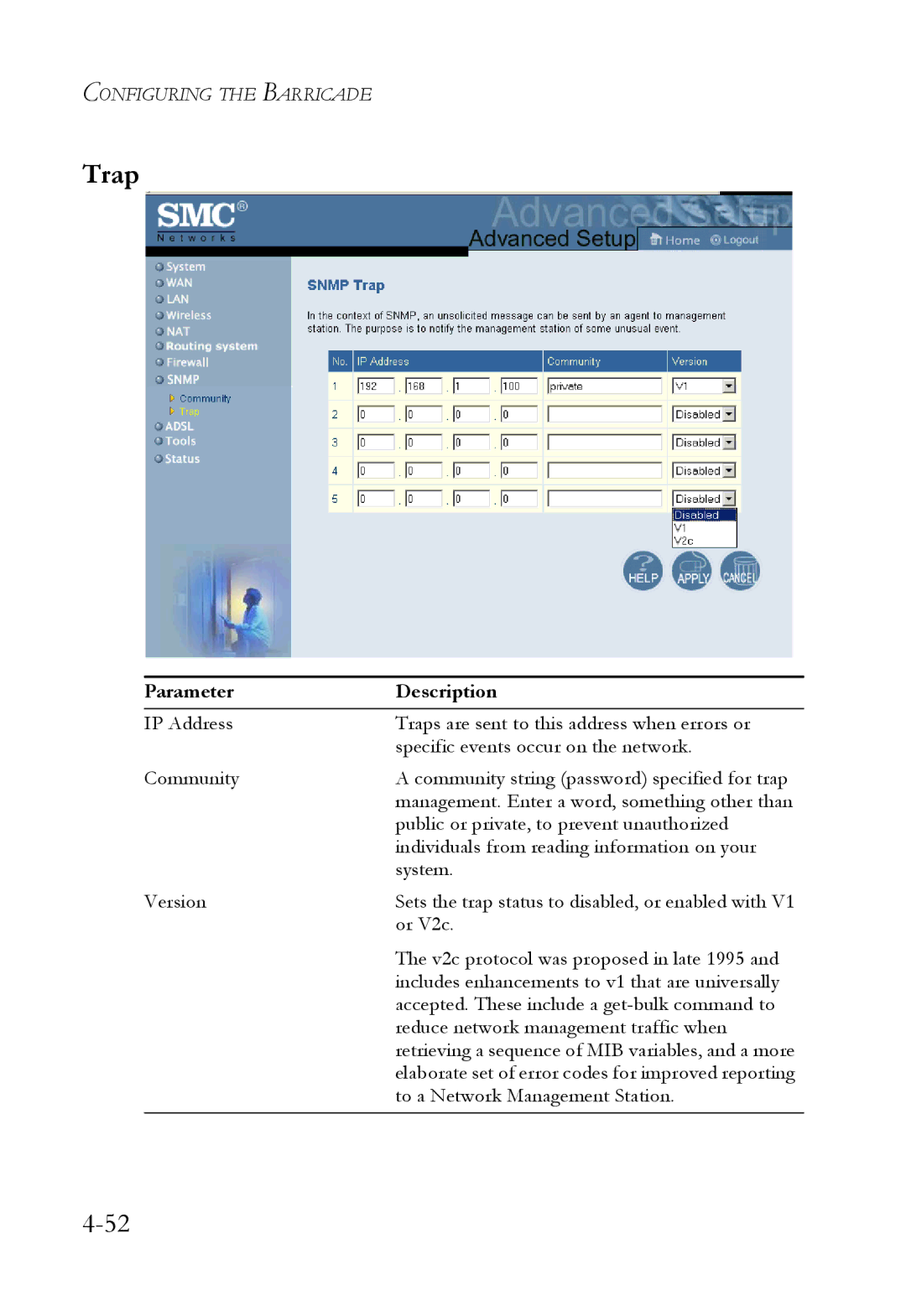 SMC Networks SMC7404WBRA manual Trap 