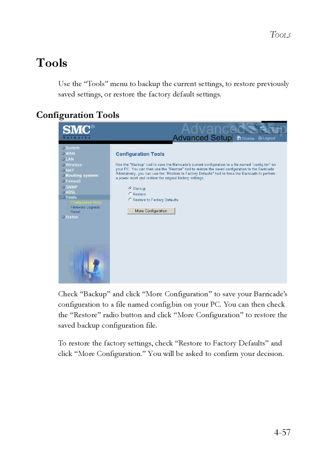 SMC Networks SMC7404WBRA manual Configuration Tools 