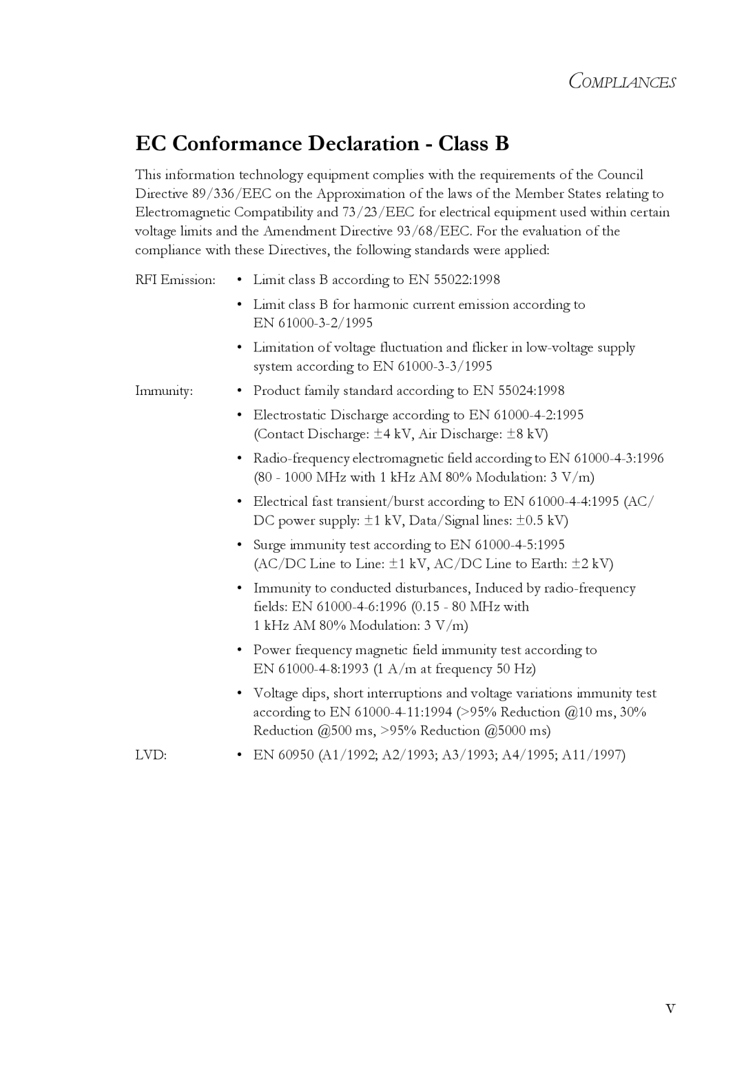 SMC Networks SMC7404WBRA manual EC Conformance Declaration Class B 