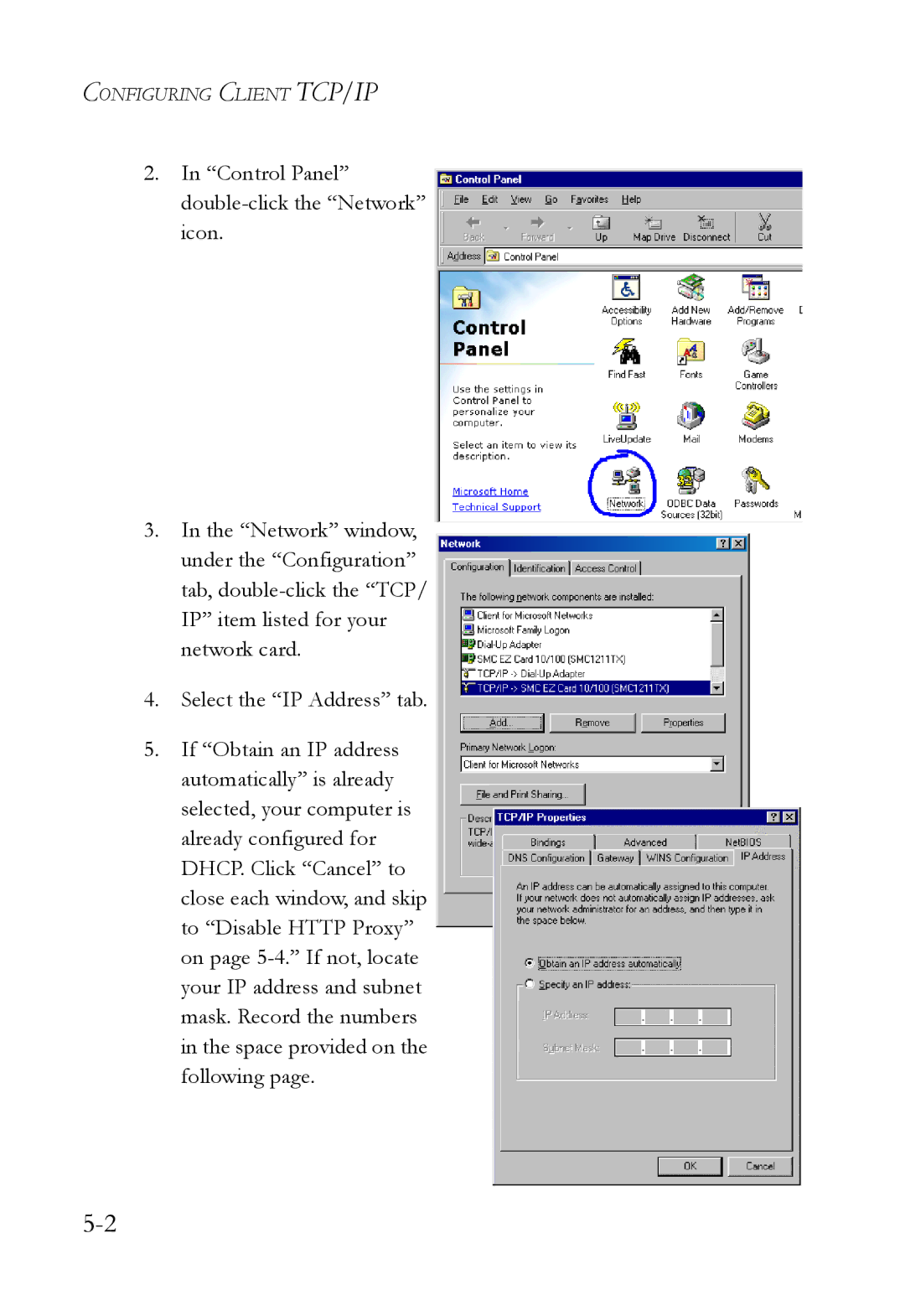 SMC Networks SMC7404WBRA manual Configuring Client TCP/IP 