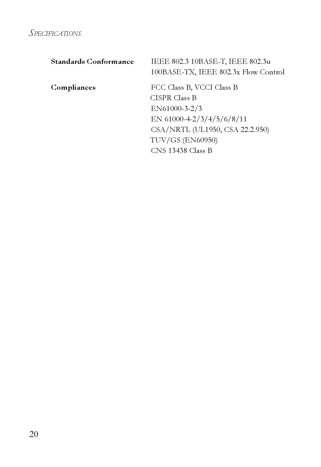 SMC Networks SMC7500A/VCP manual Standards Conformance, Compliances 