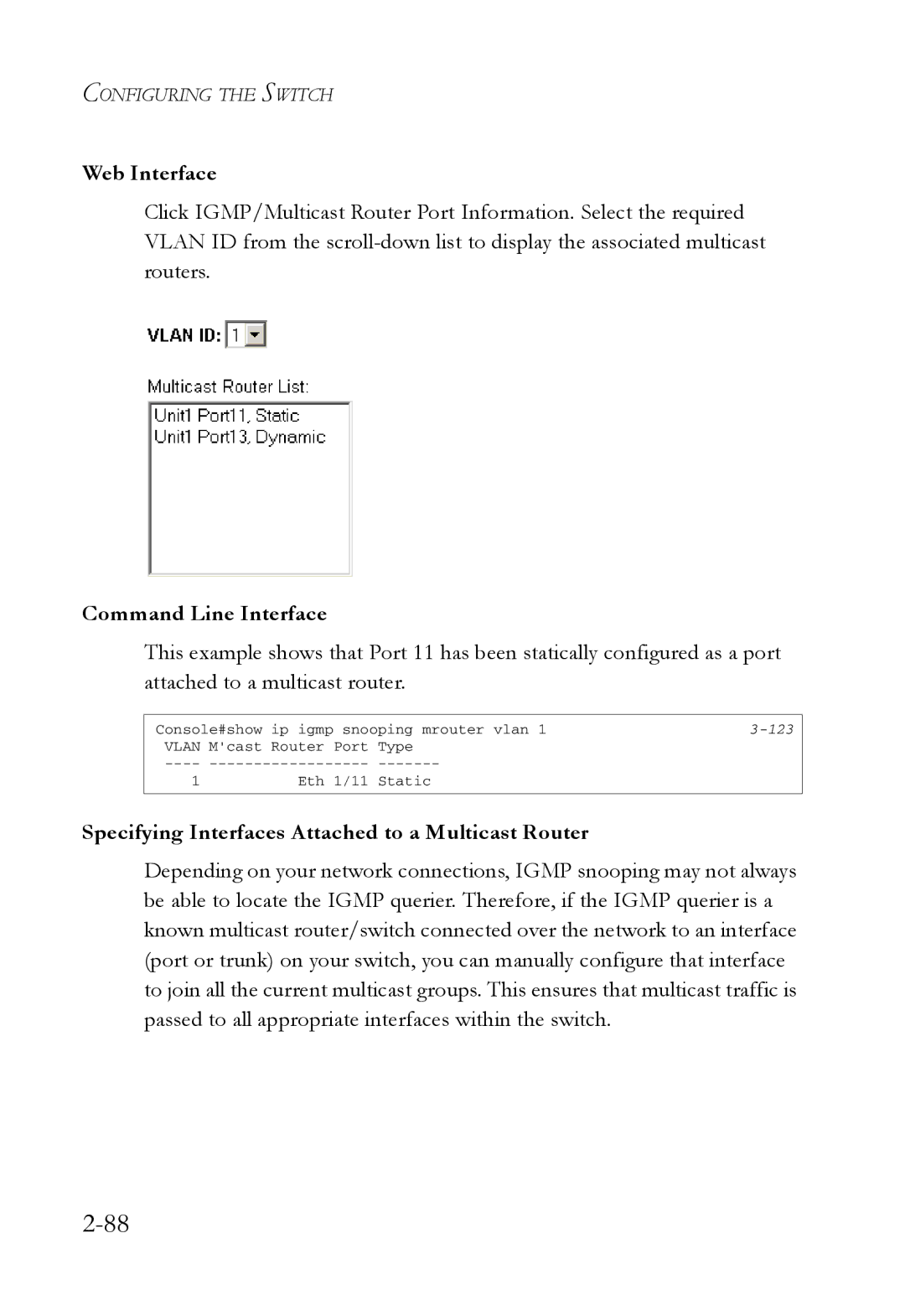 SMC Networks SMC7724M/VSW manual Specifying Interfaces Attached to a Multicast Router 