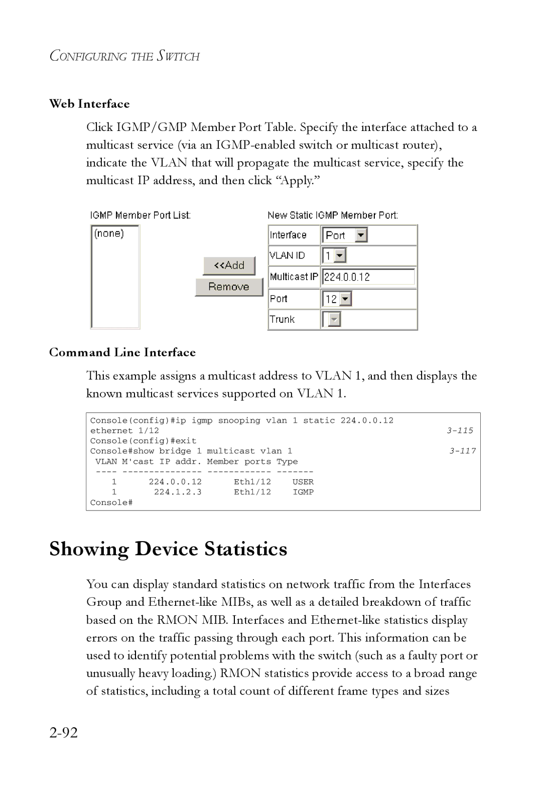 SMC Networks SMC7724M/VSW manual Showing Device Statistics 