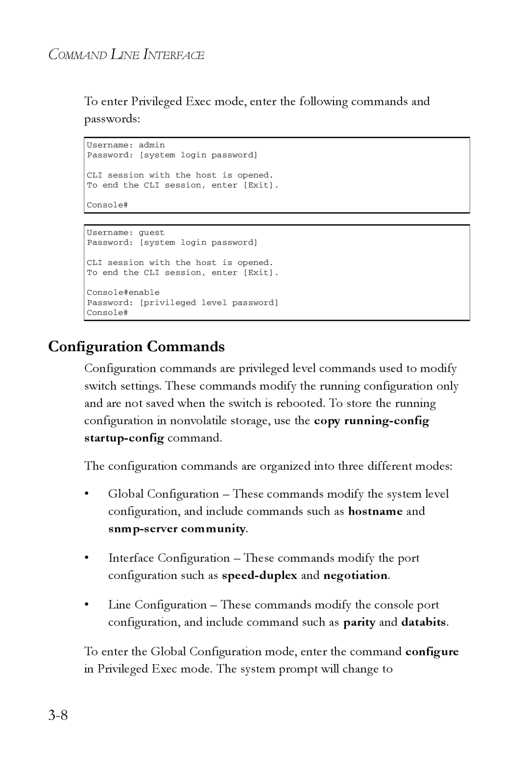 SMC Networks SMC7724M/VSW manual Configuration Commands 