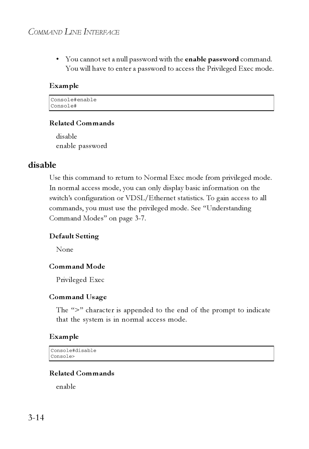 SMC Networks SMC7724M/VSW manual Disable, Related Commands 