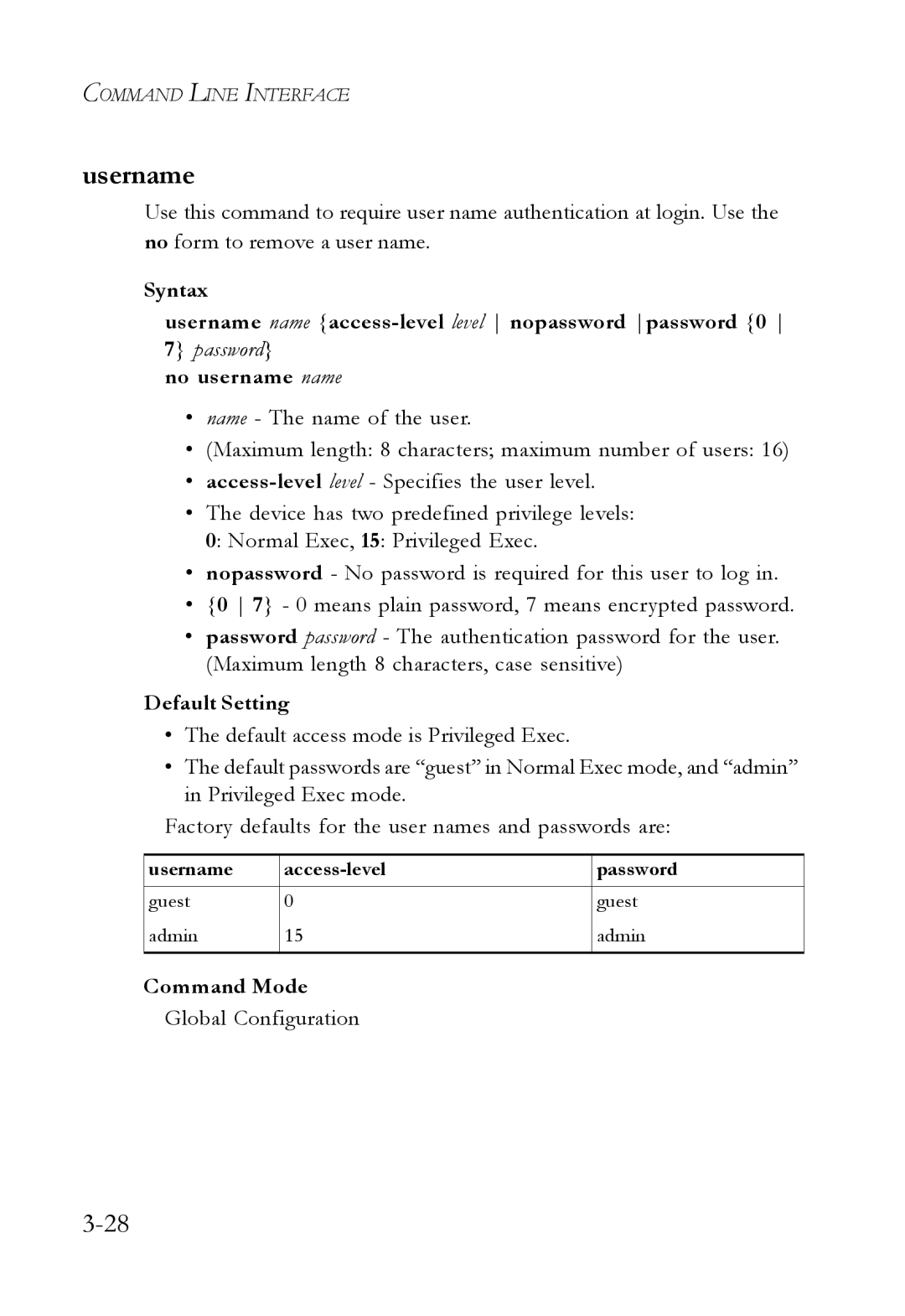 SMC Networks SMC7724M/VSW manual Username 