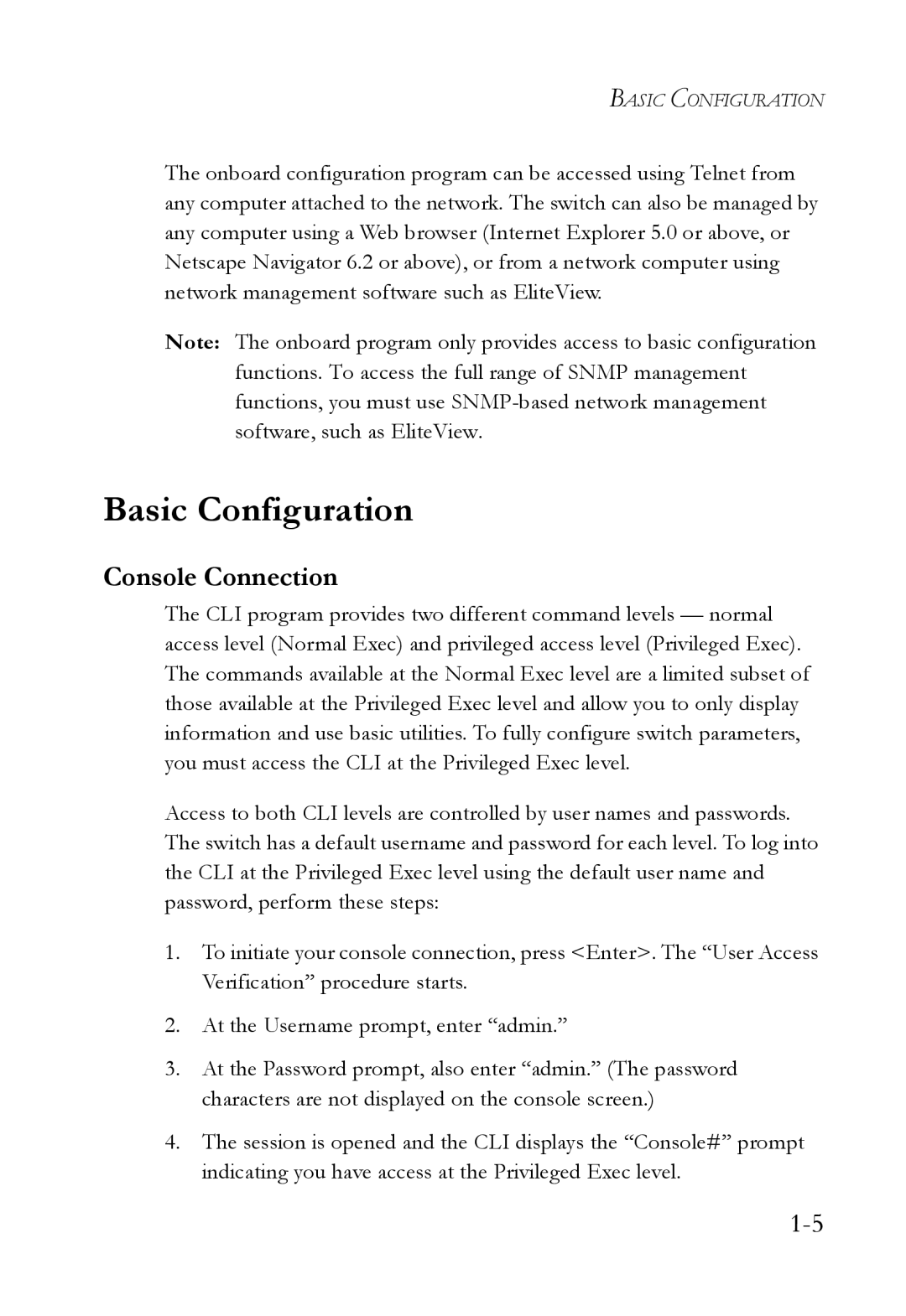 SMC Networks SMC7724M/VSW manual Basic Configuration, Console Connection 