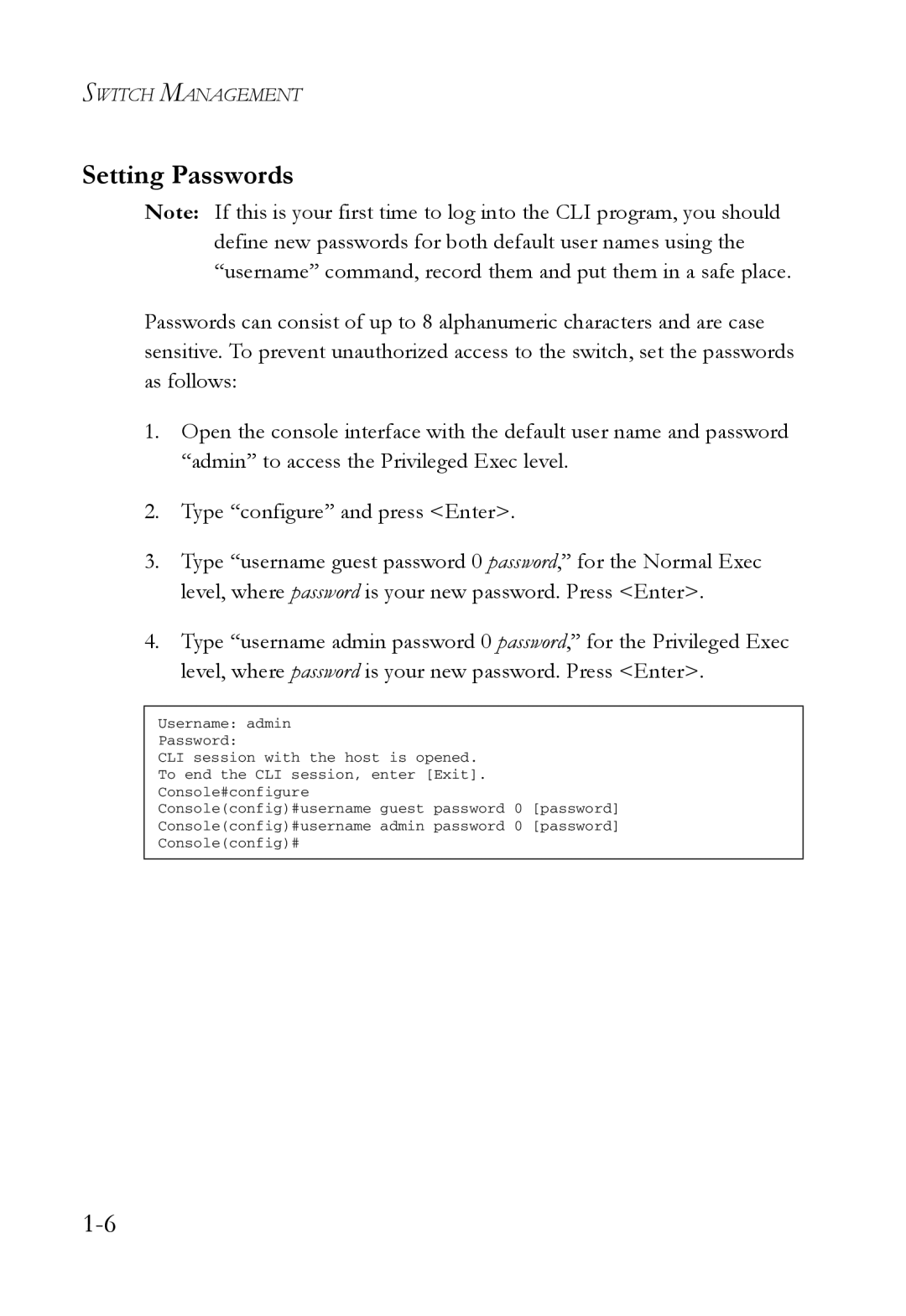 SMC Networks SMC7724M/VSW manual Setting Passwords 