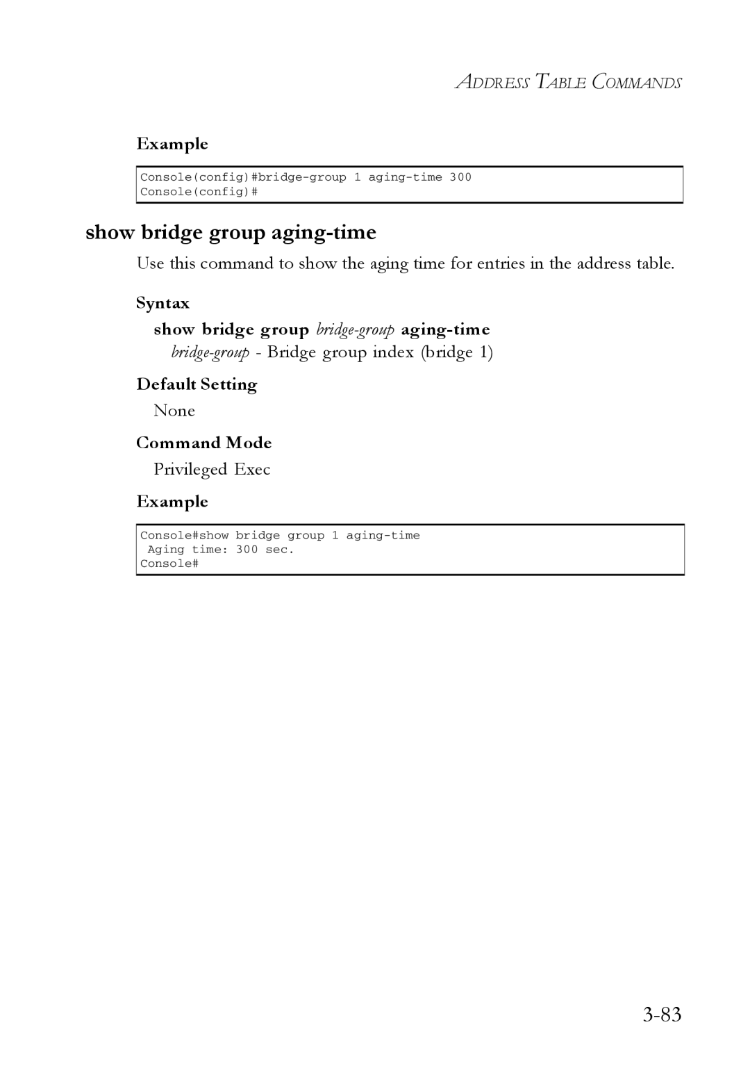 SMC Networks SMC7724M/VSW manual Show bridge group aging-time 