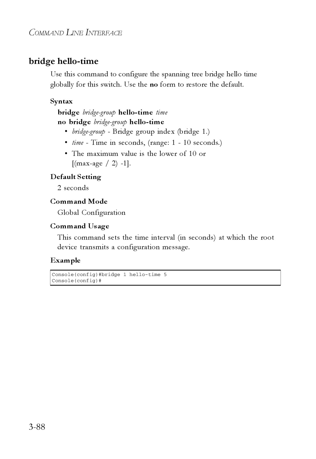 SMC Networks SMC7724M/VSW manual Bridge hello-time 