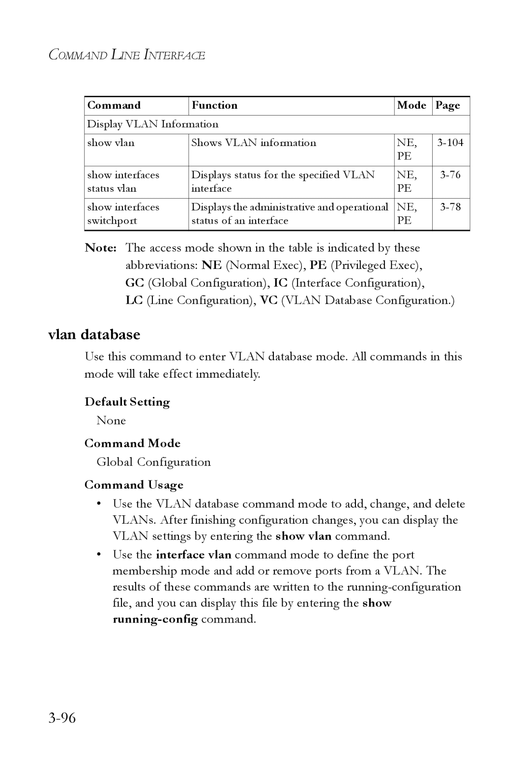 SMC Networks SMC7724M/VSW manual Vlan database, LC Line Configuration, VC Vlan Database Configuration 