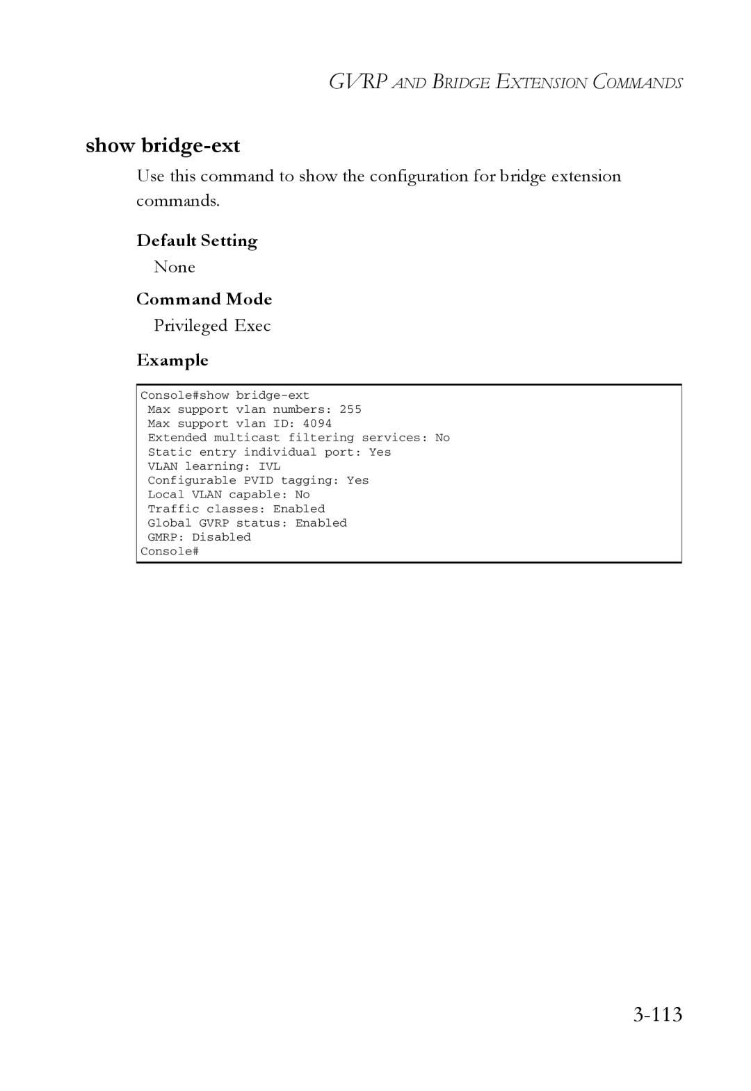 SMC Networks SMC7724M/VSW manual Show bridge-ext, 113 