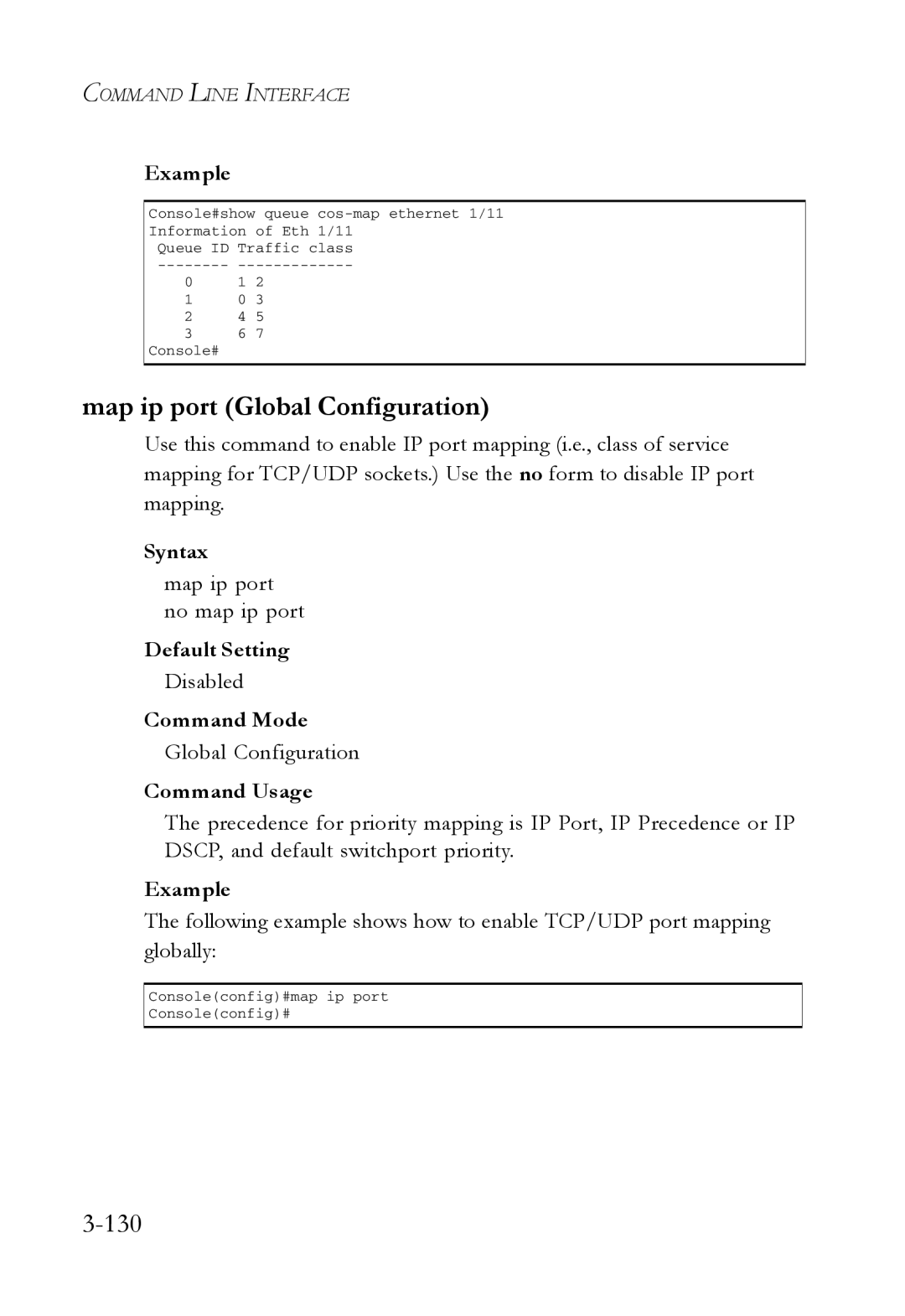 SMC Networks SMC7724M/VSW manual Map ip port Global Configuration, 130, Map ip port no map ip port 