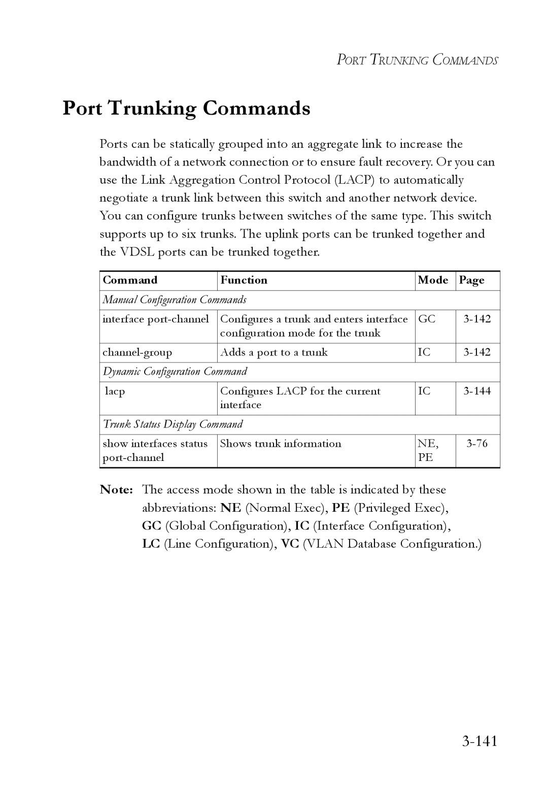 SMC Networks SMC7724M/VSW manual Port Trunking Commands, 141 