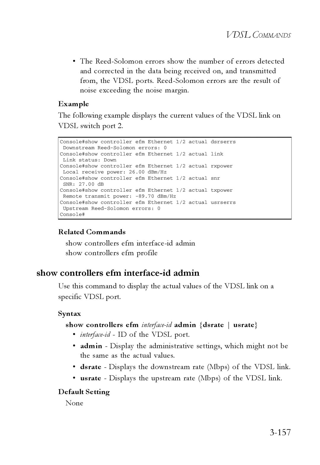 SMC Networks SMC7724M/VSW manual Show controllers efm interface-id admin, 157 