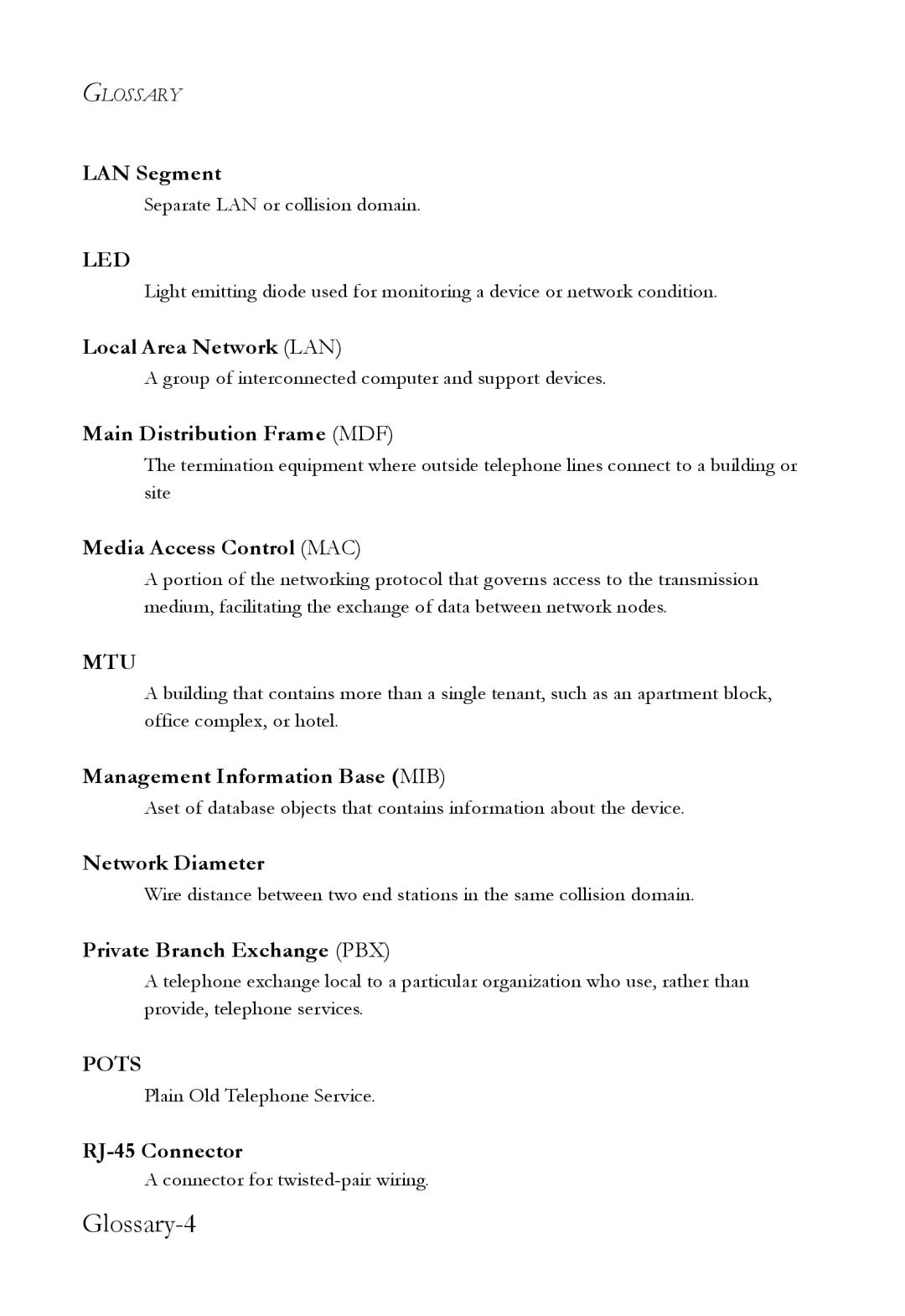 SMC Networks SMC7724M/VSW manual Glossary-4 