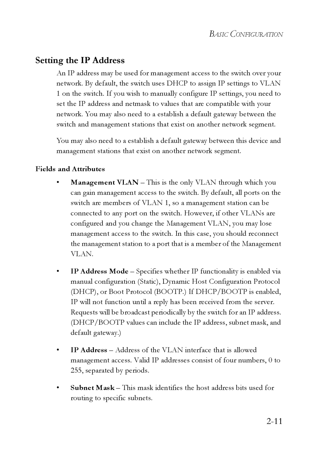 SMC Networks SMC7724M/VSW manual Setting the IP Address 