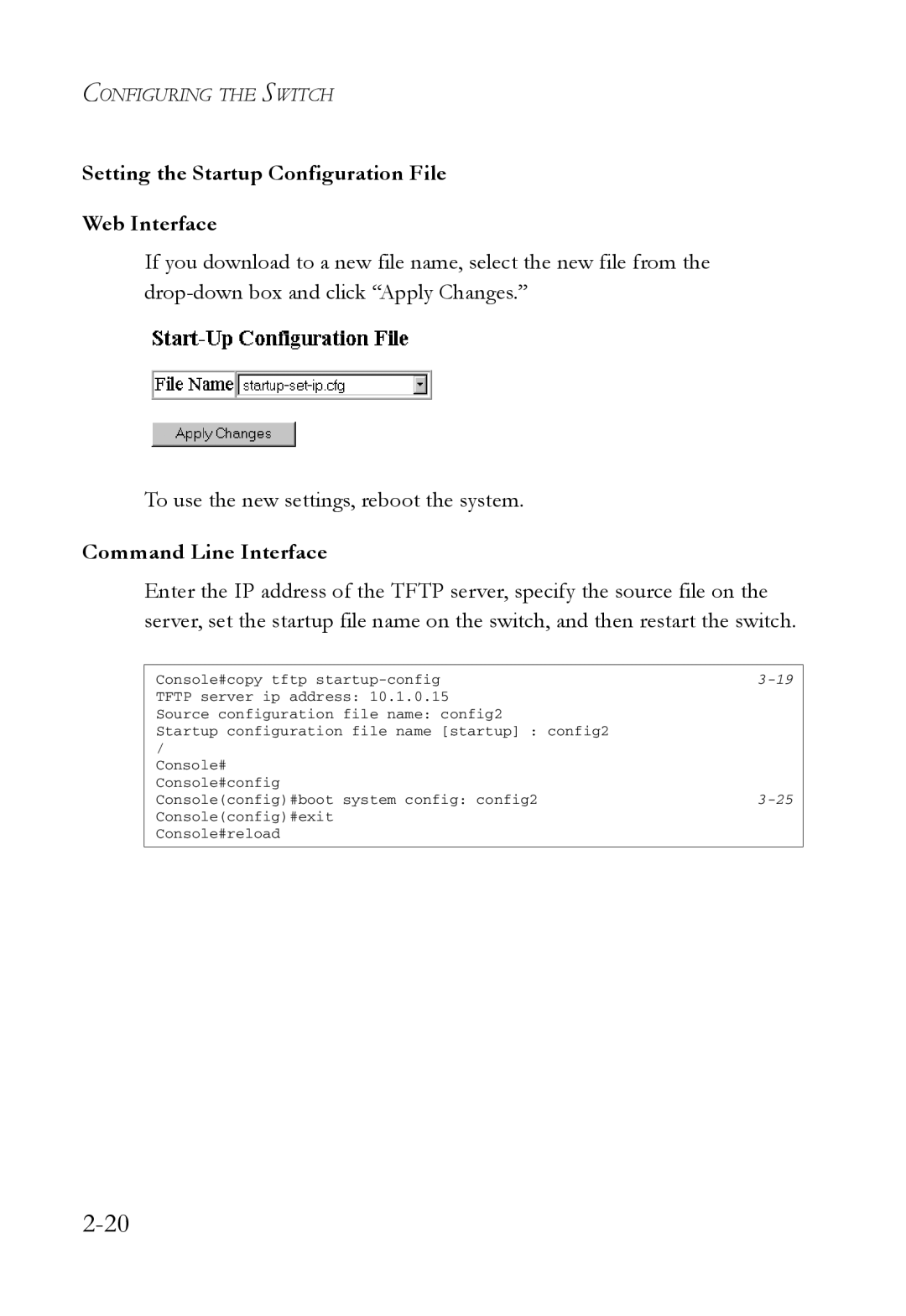 SMC Networks SMC7724M/VSW manual Setting the Startup Configuration File Web Interface 