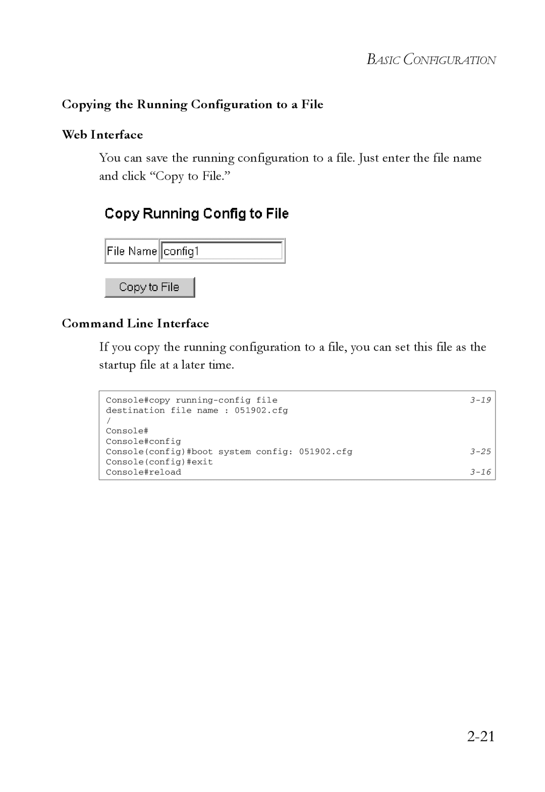 SMC Networks SMC7724M/VSW manual Copying the Running Configuration to a File Web Interface 