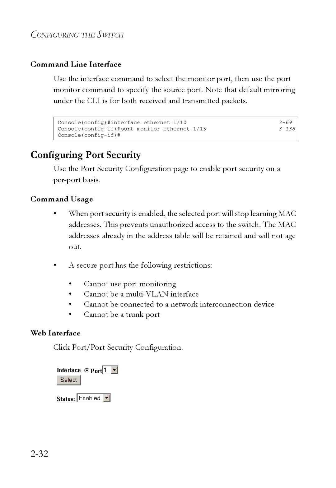 SMC Networks SMC7724M/VSW manual Configuring Port Security, Click Port/Port Security Configuration 