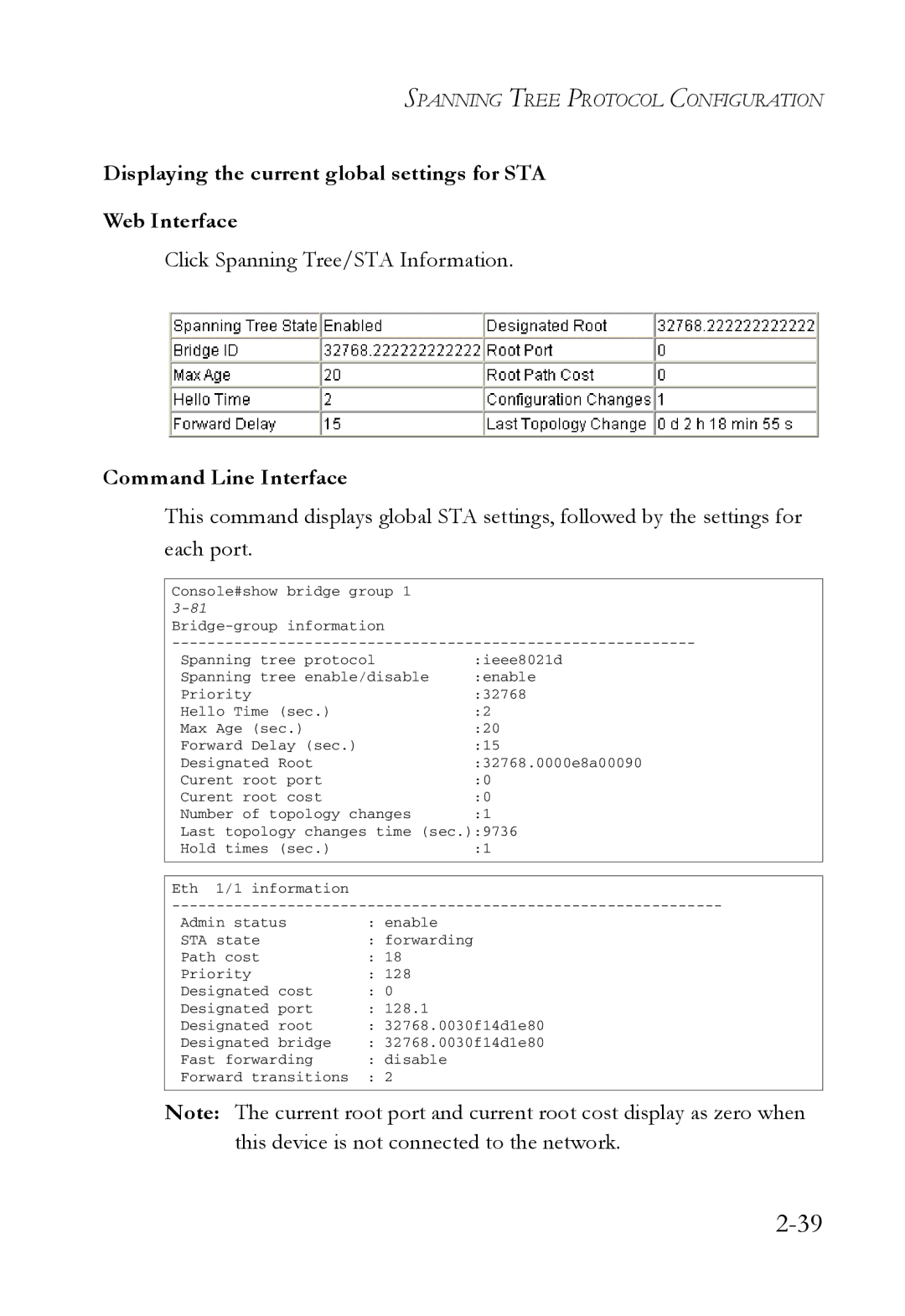 SMC Networks SMC7724M/VSW manual Displaying the current global settings for STA Web Interface 