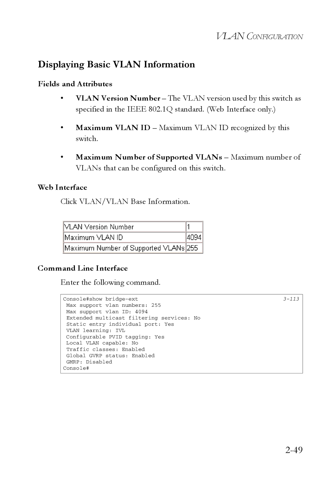 SMC Networks SMC7724M/VSW manual Displaying Basic Vlan Information, Click VLAN/VLAN Base Information 