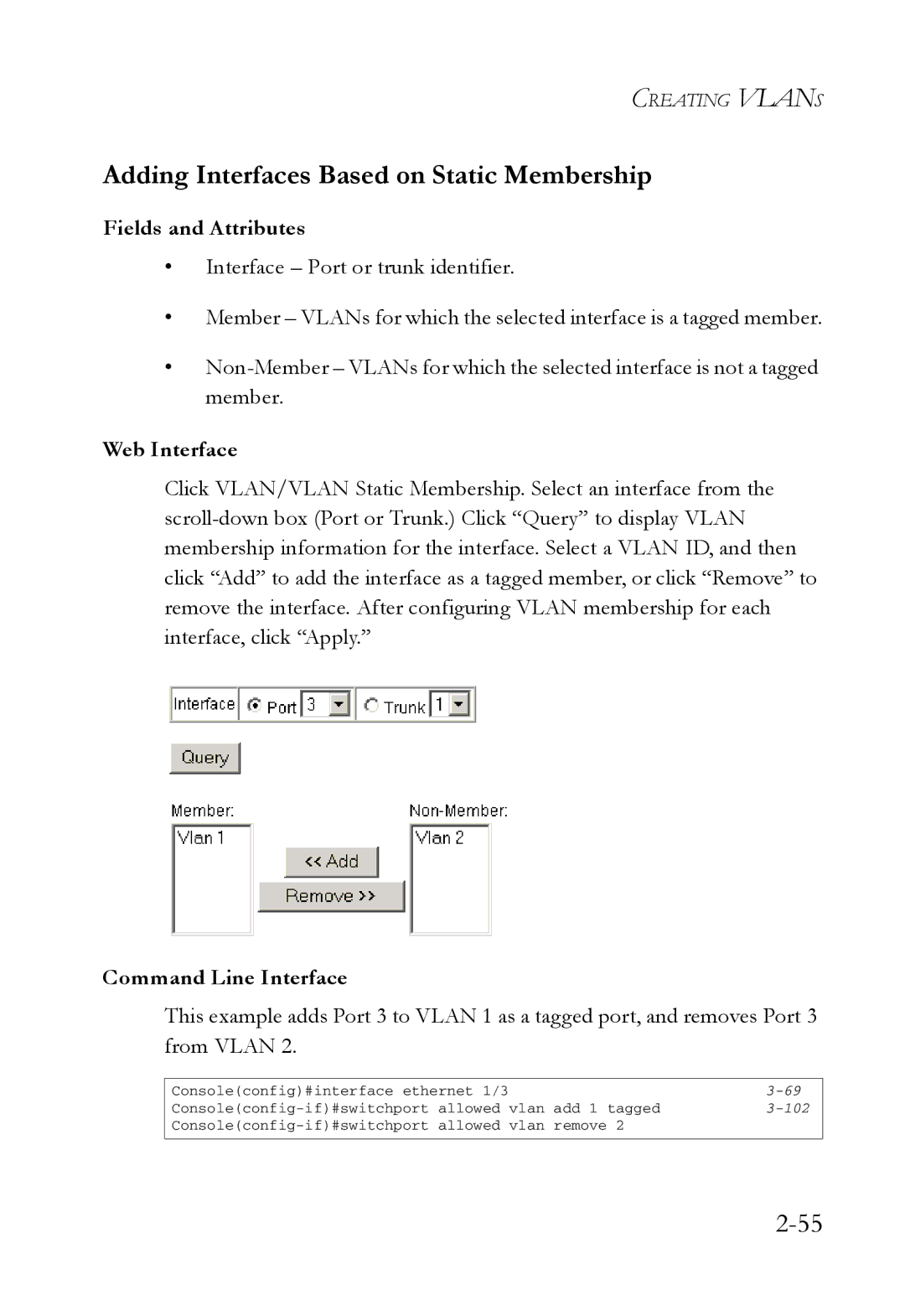 SMC Networks SMC7724M/VSW manual Adding Interfaces Based on Static Membership 