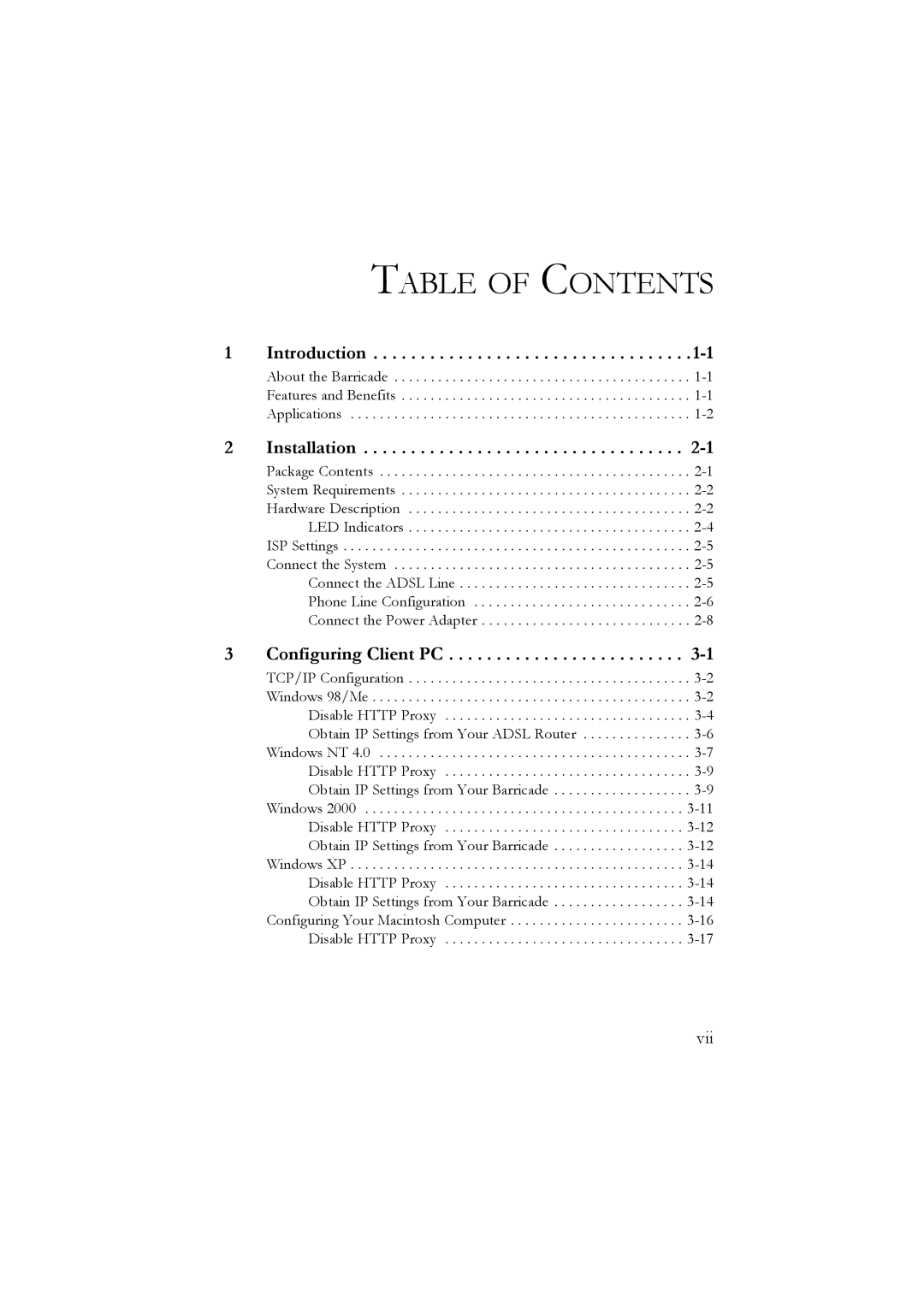 SMC Networks SMC7804WBRA manual Table of Contents 