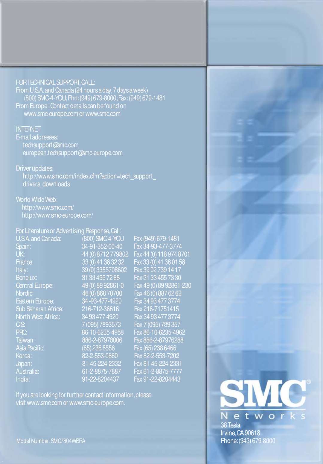 SMC Networks SMC7804WBRA manual 